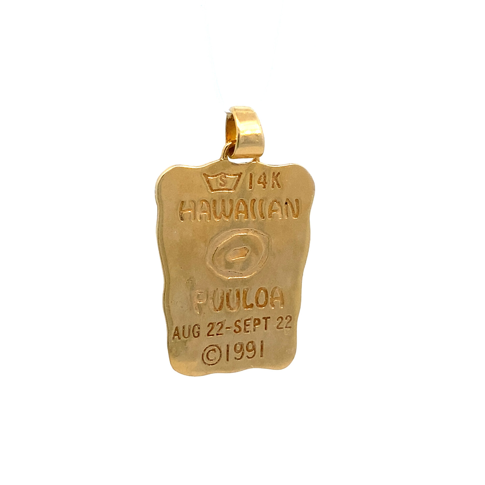 14K Yellow Gold Mahoe Mua Petroglyph Pendant