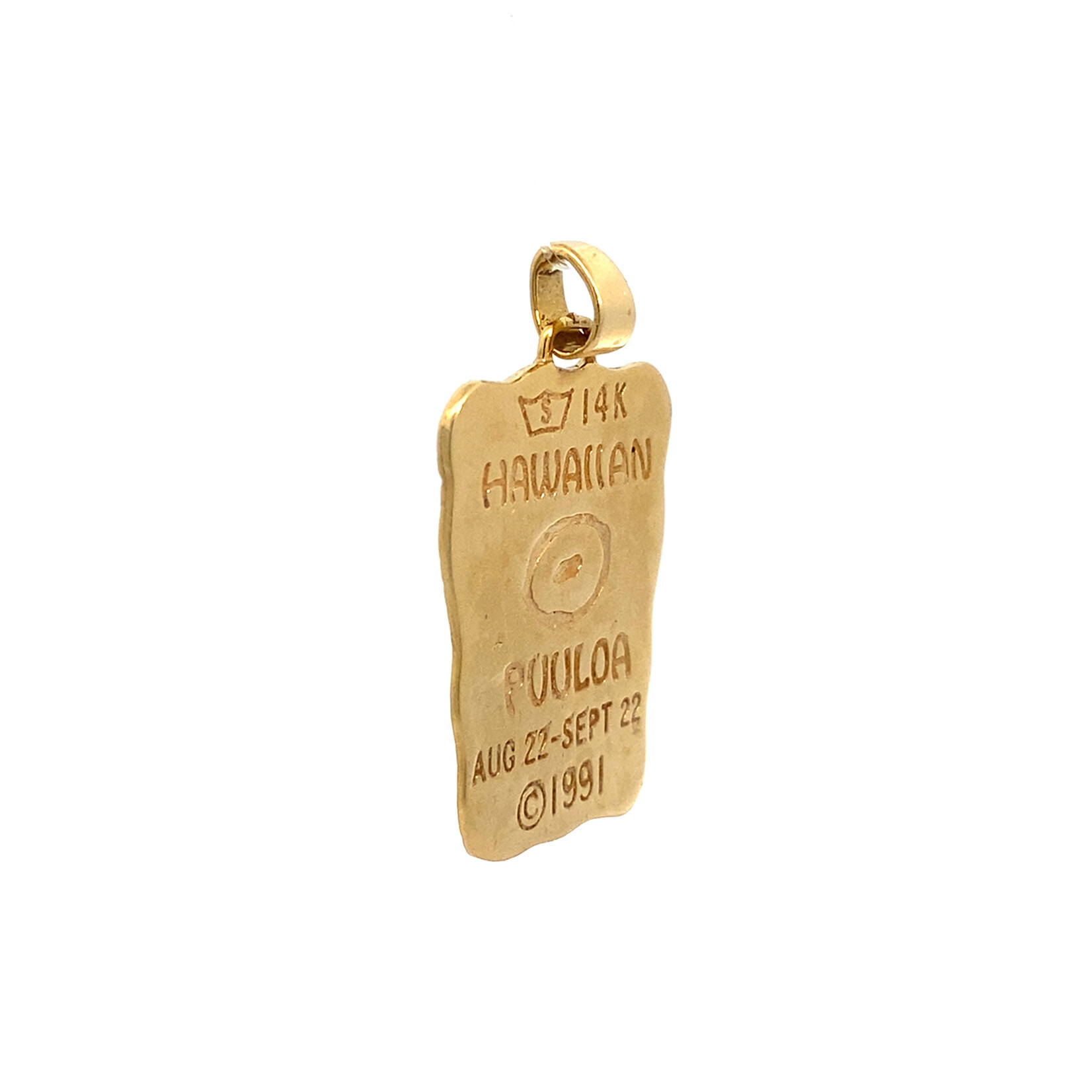 14K Yellow Gold Mahoe Mua Petroglyph Pendant