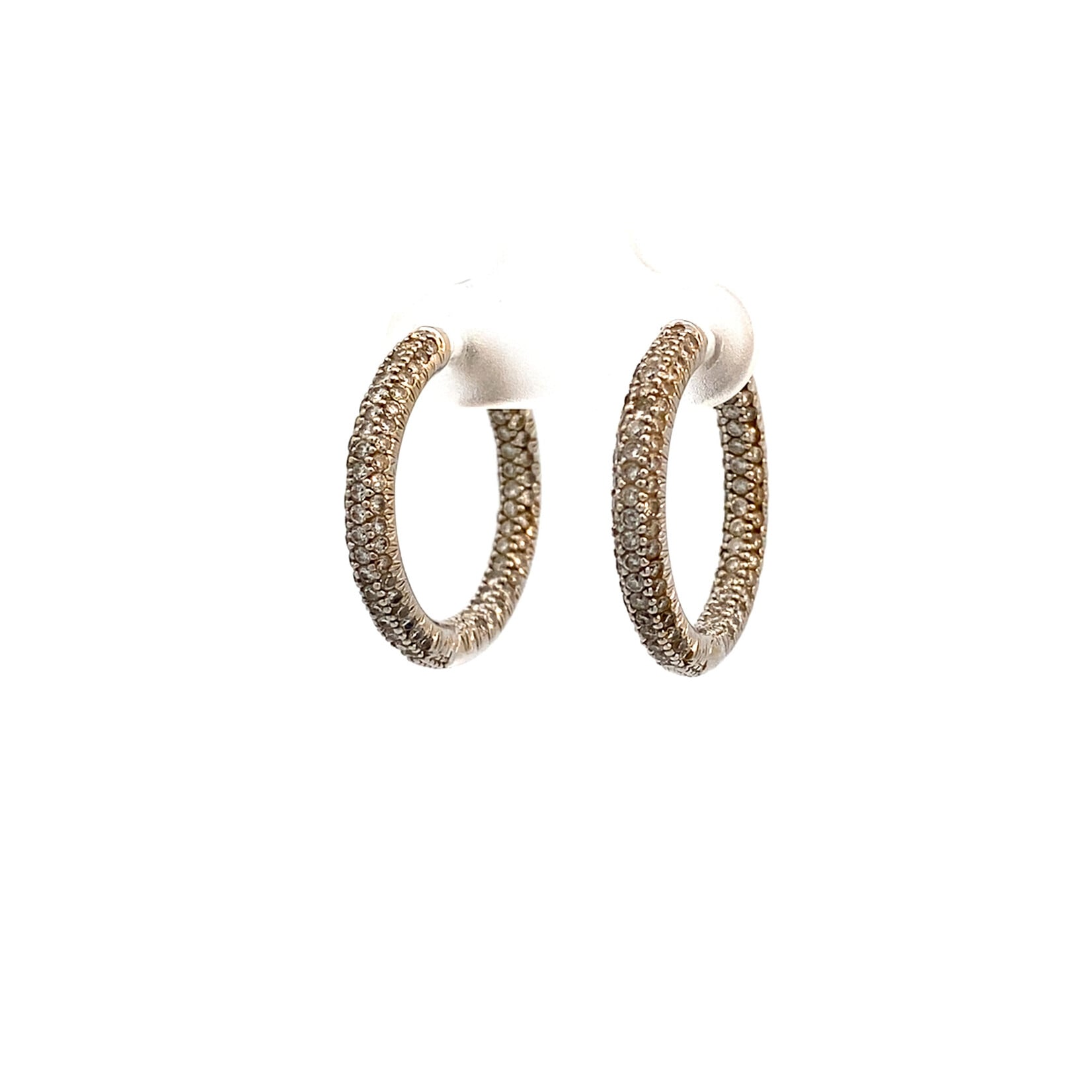 18K Yellow Gold Inside Out Diamond Hoops