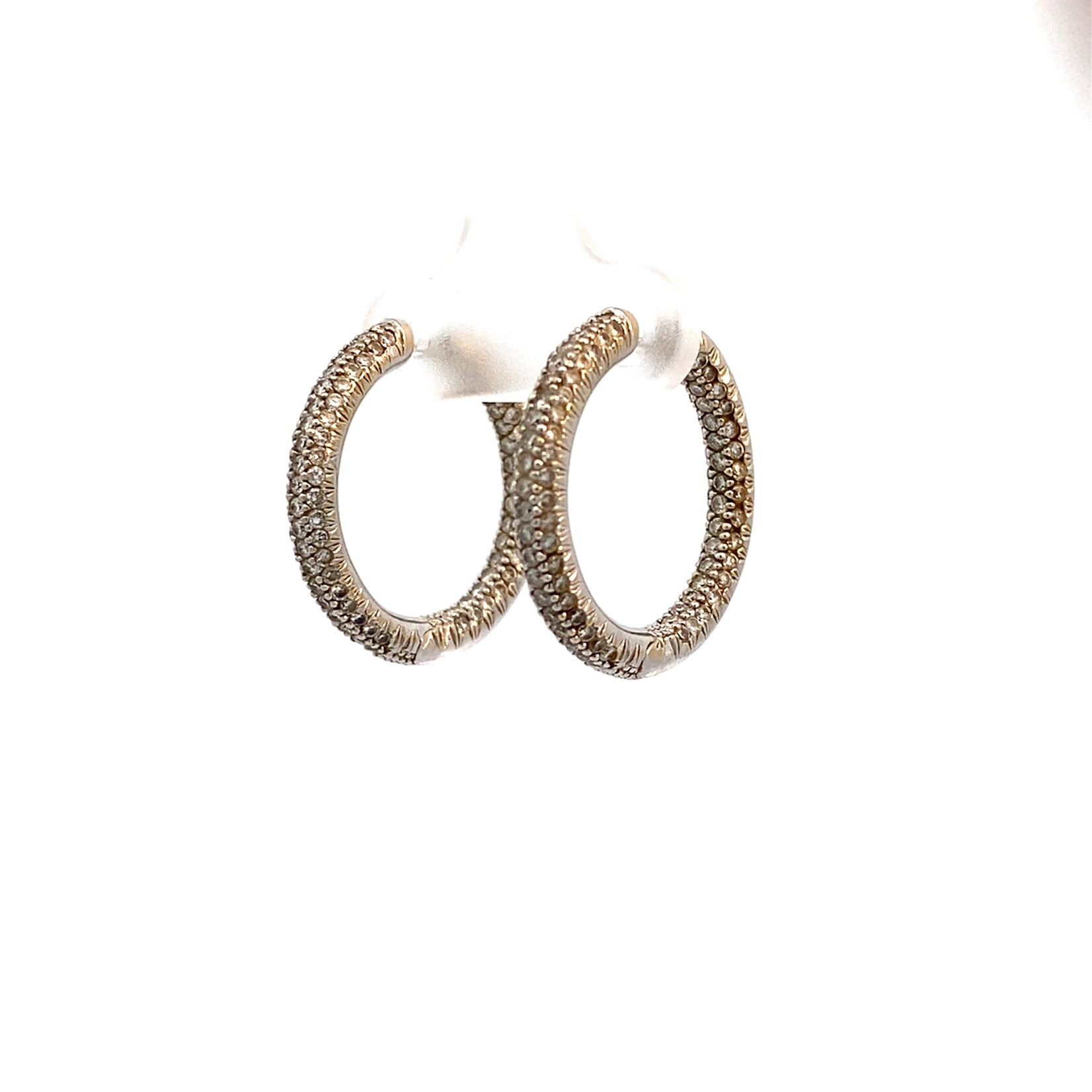 18K Yellow Gold Inside Out Diamond Hoops