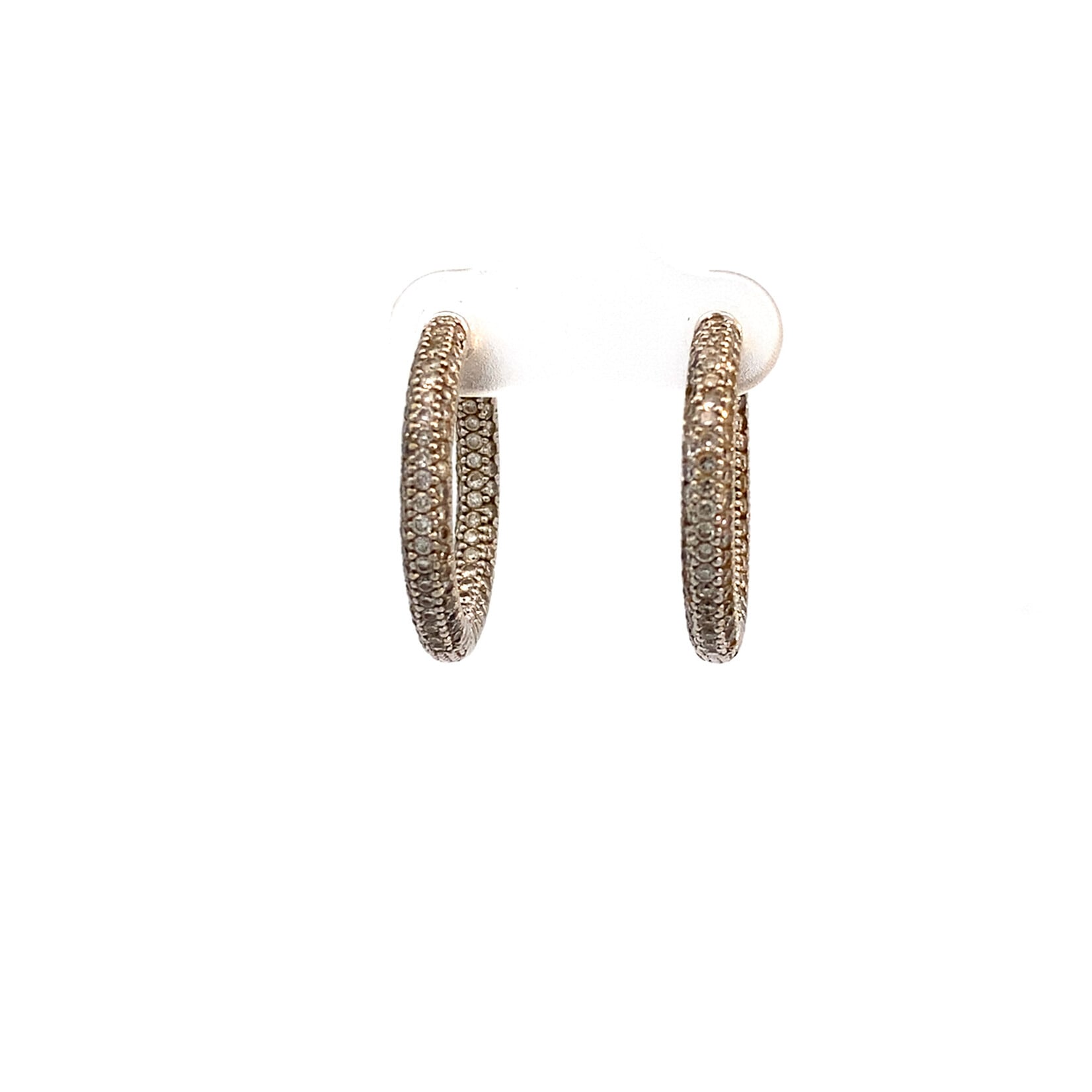 18K Yellow Gold Inside Out Diamond Hoops