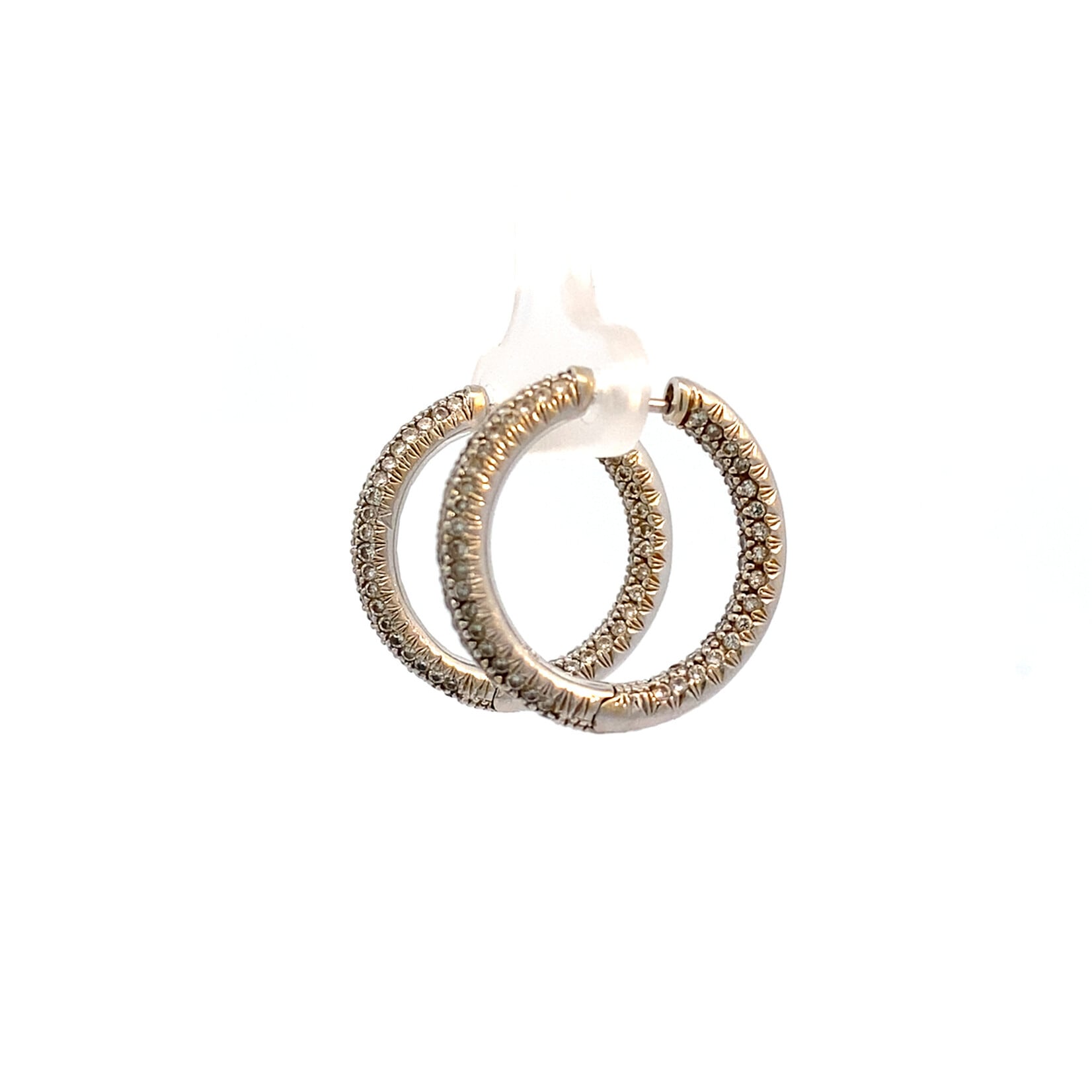 18K Yellow Gold Inside Out Diamond Hoops