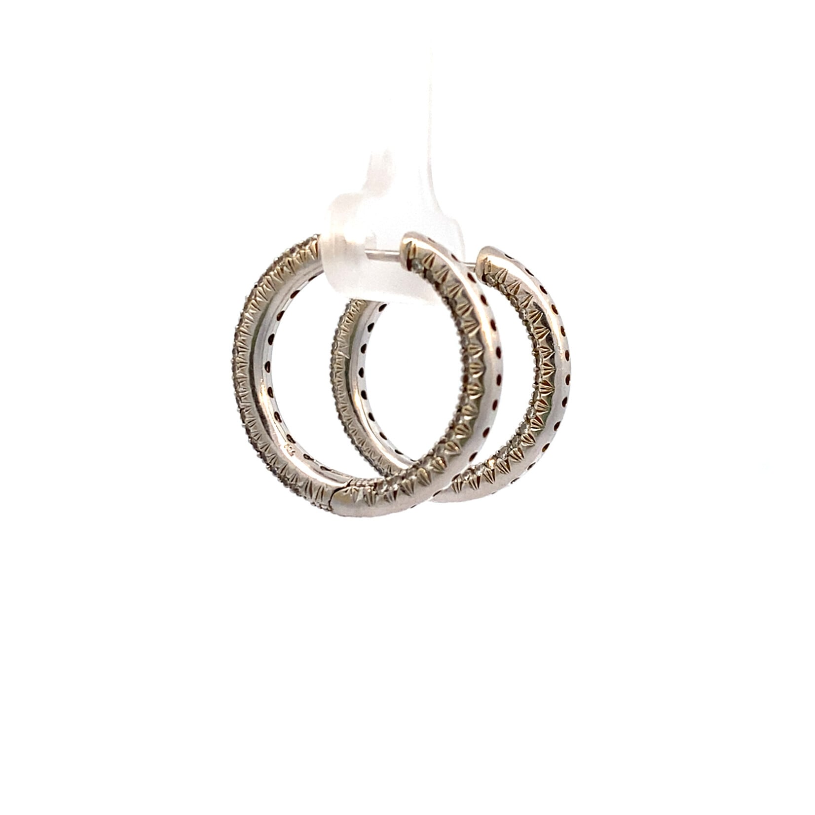 18K Yellow Gold Inside Out Diamond Hoops