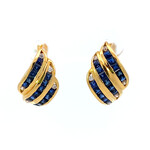 14K Yellow Gold Sapphire & Diamond Earrings