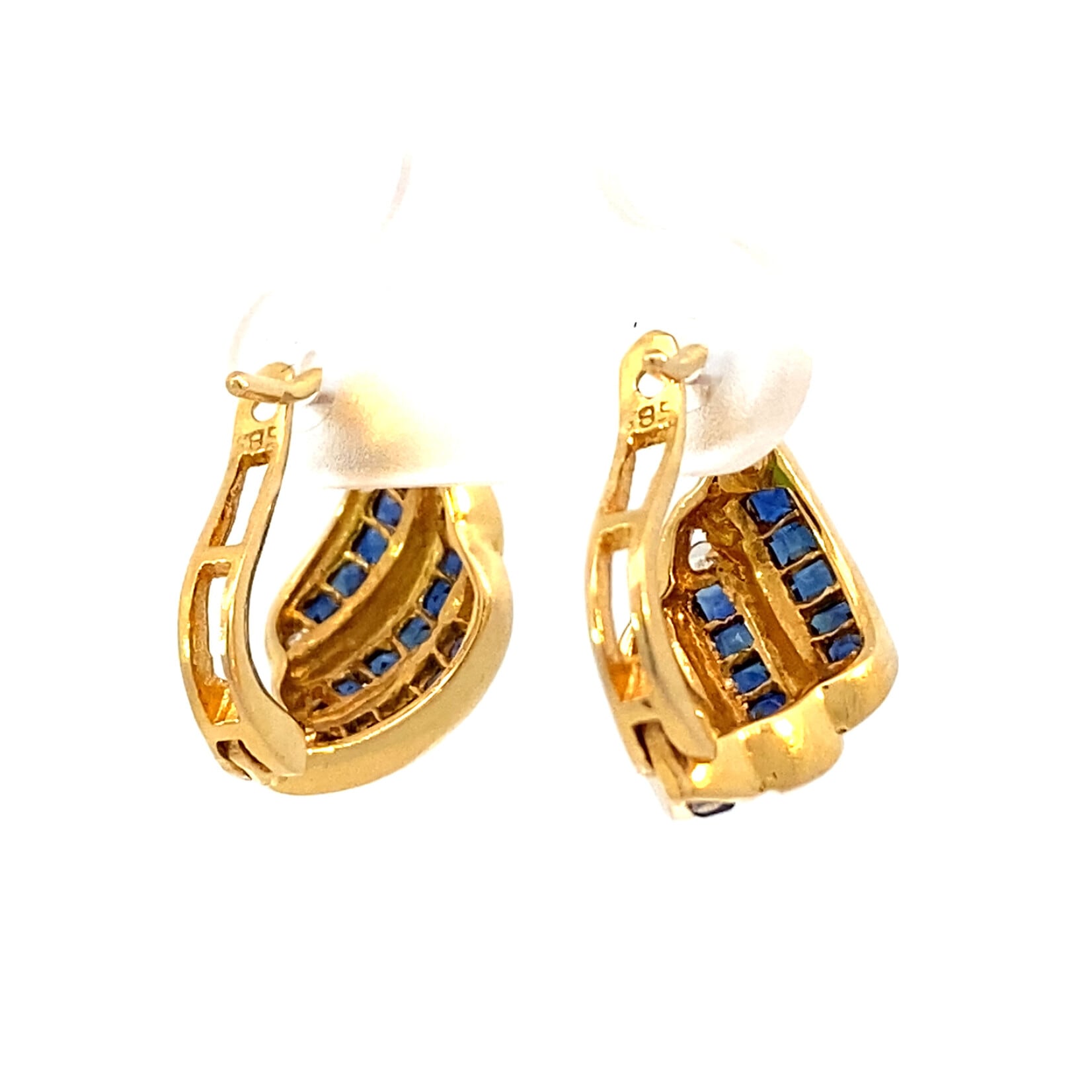 14K Yellow Gold Sapphire & Diamond Earrings