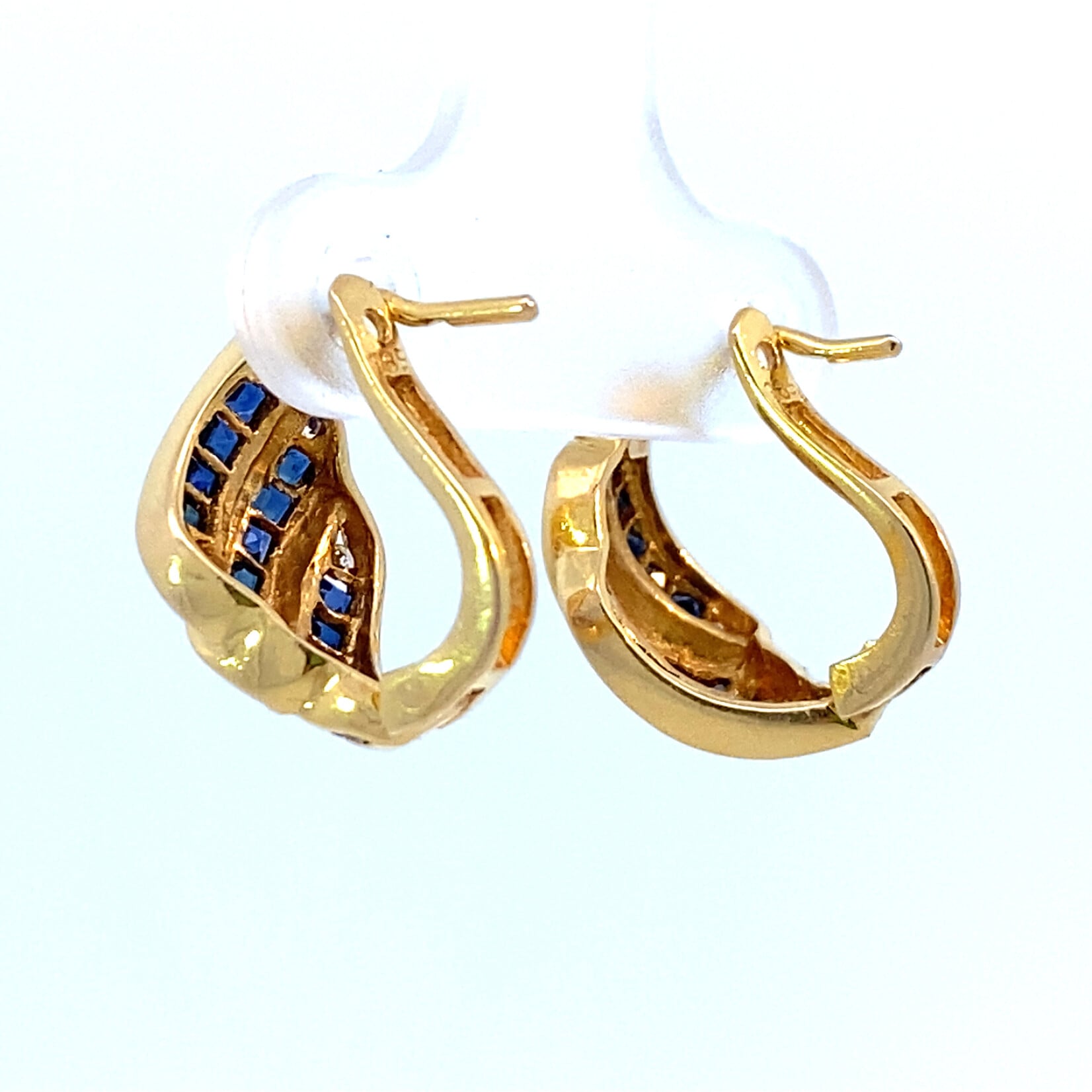 14K Yellow Gold Sapphire & Diamond Earrings