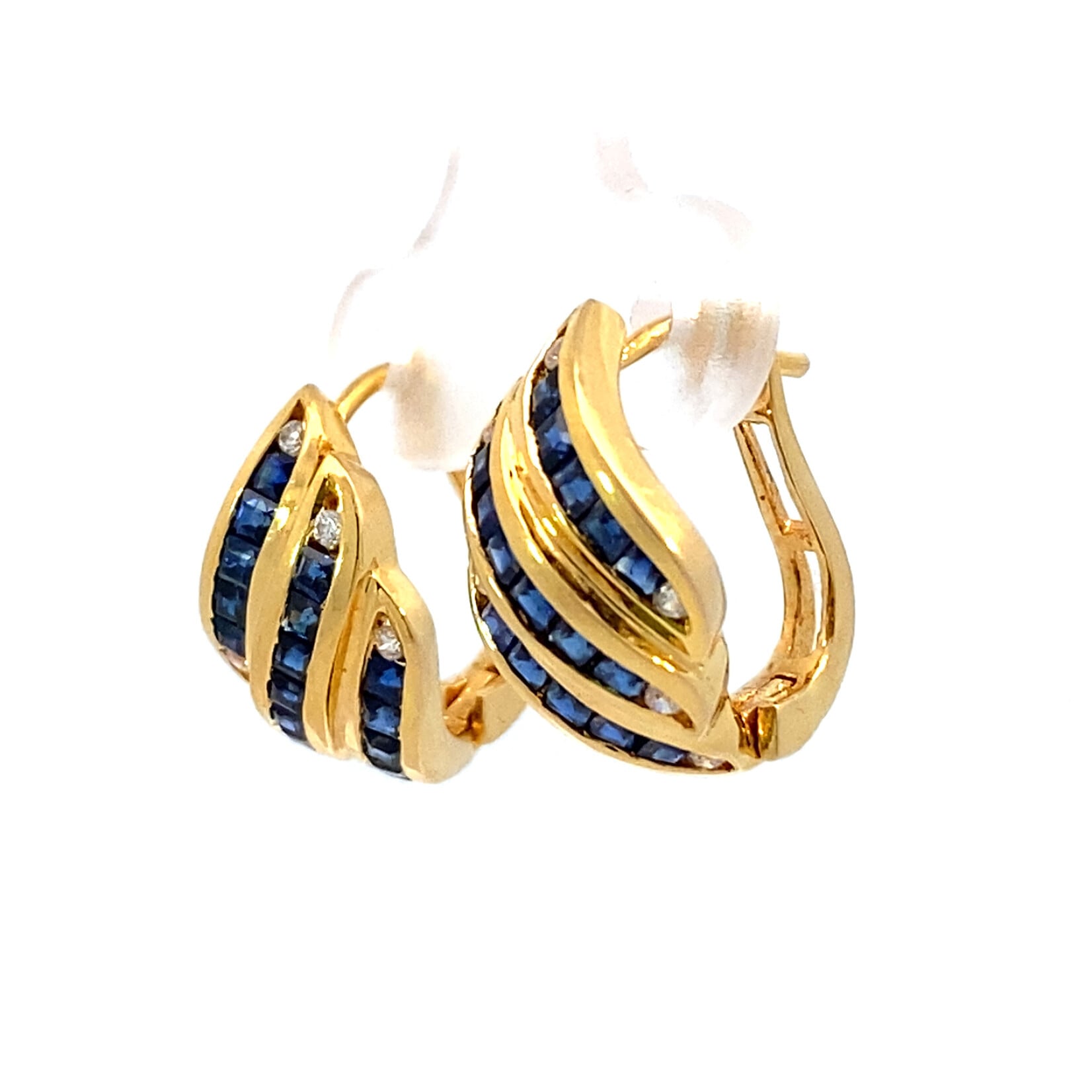 14K Yellow Gold Sapphire & Diamond Earrings