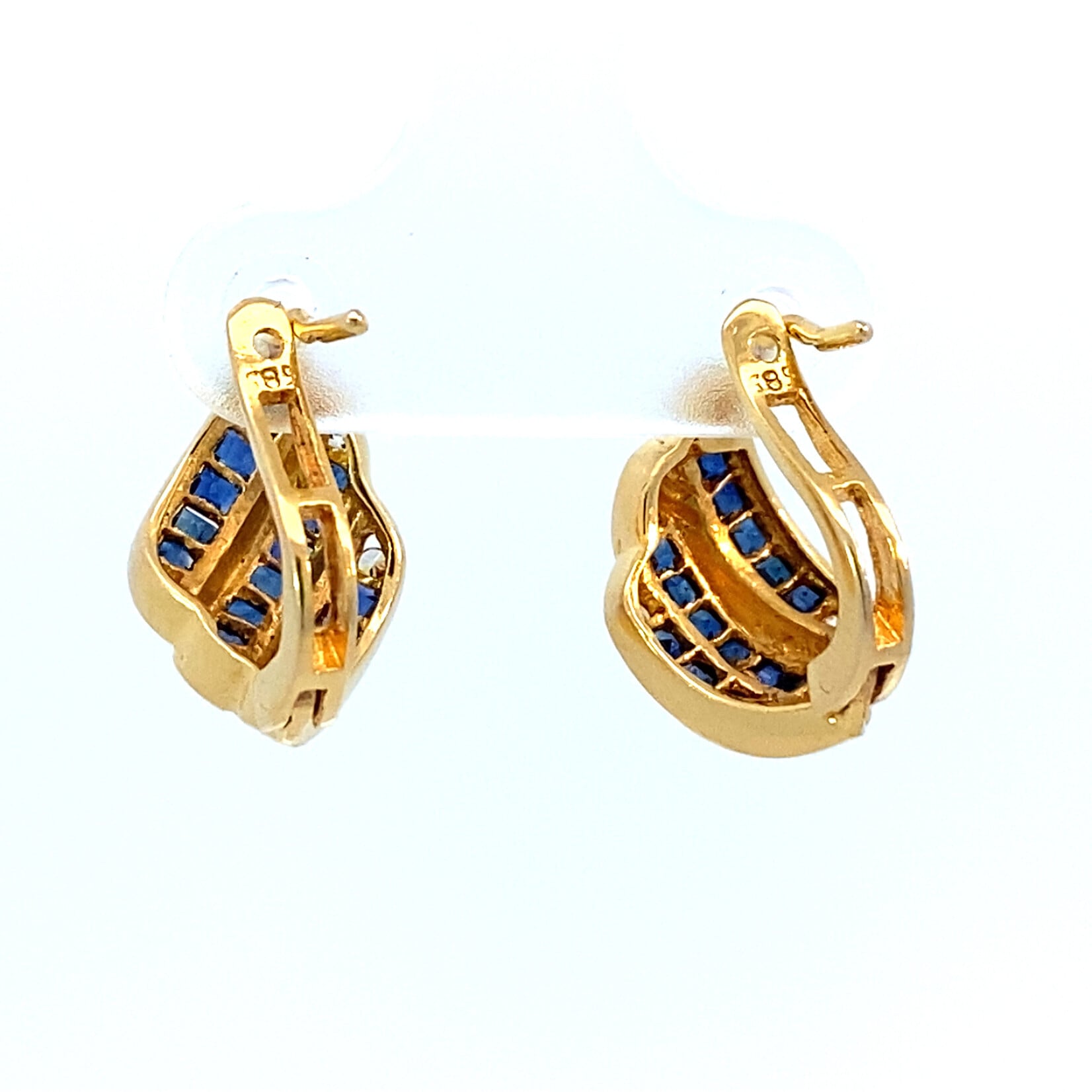 14K Yellow Gold Sapphire & Diamond Earrings