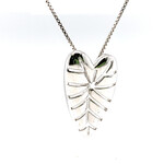 Sterling Silver 25mm Taro Leaf pendant w/16"box chain