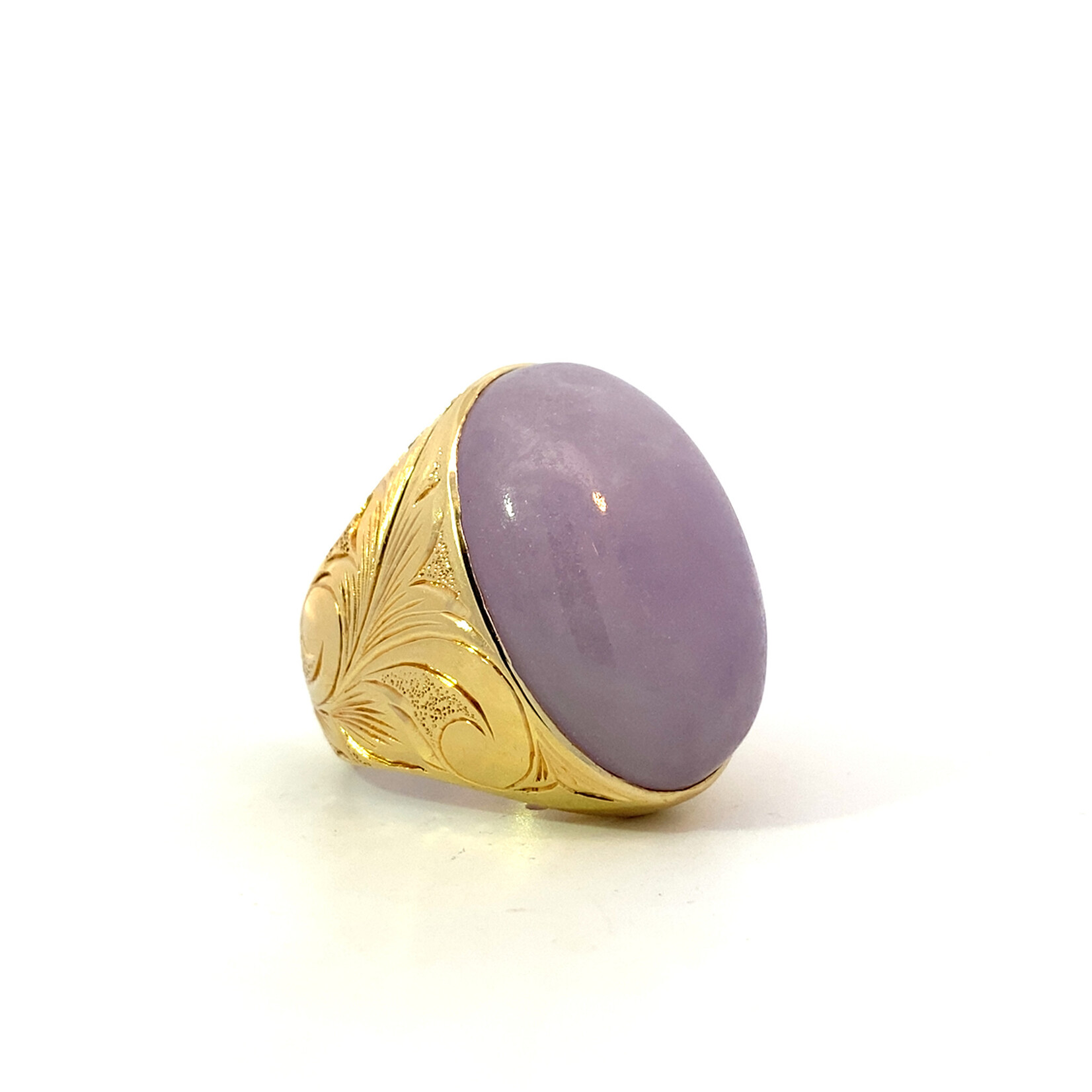 14K Yellow Gold 19x21mm Lavender Jade Ring sz9+