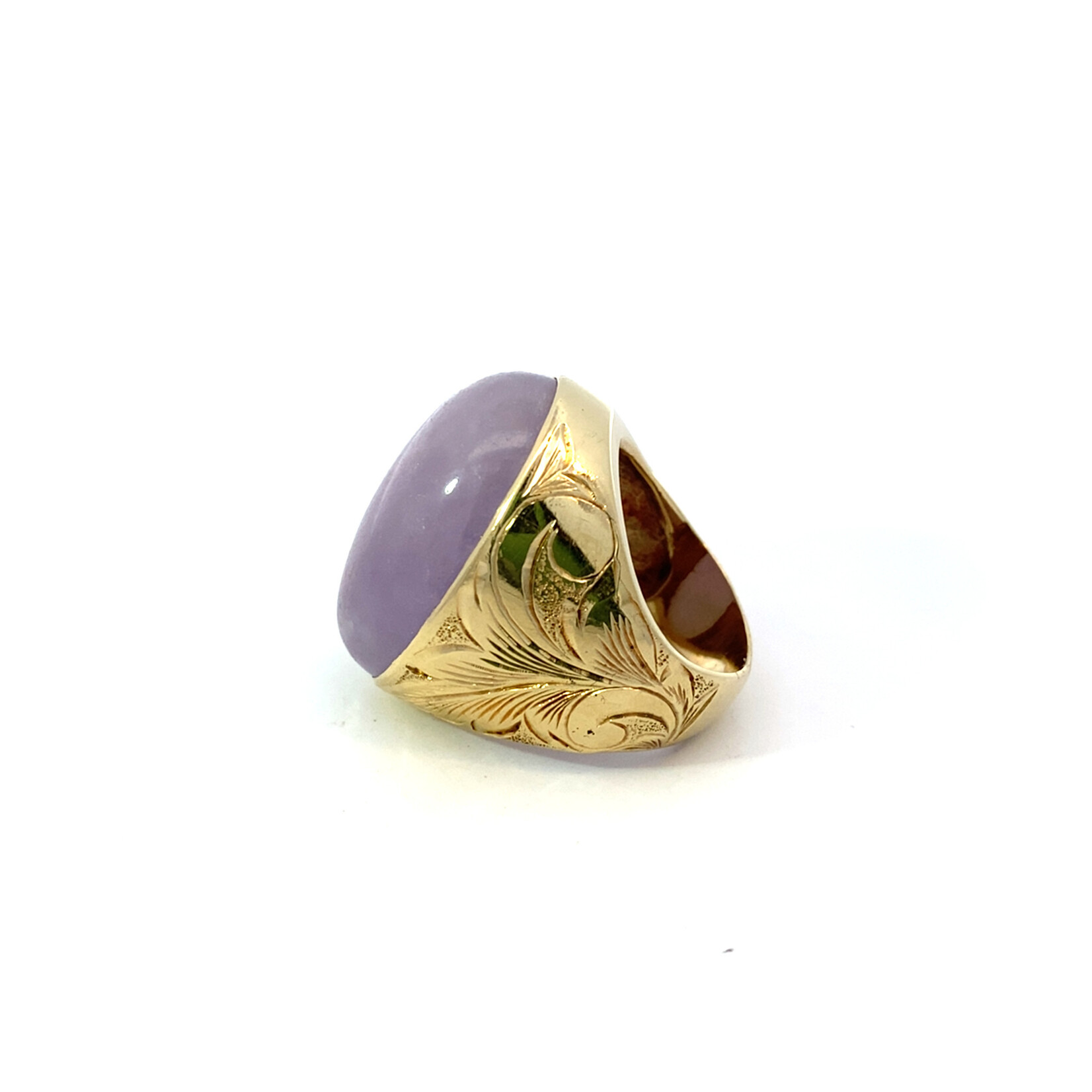 14K Yellow Gold 19x21mm Lavender Jade Ring sz9+
