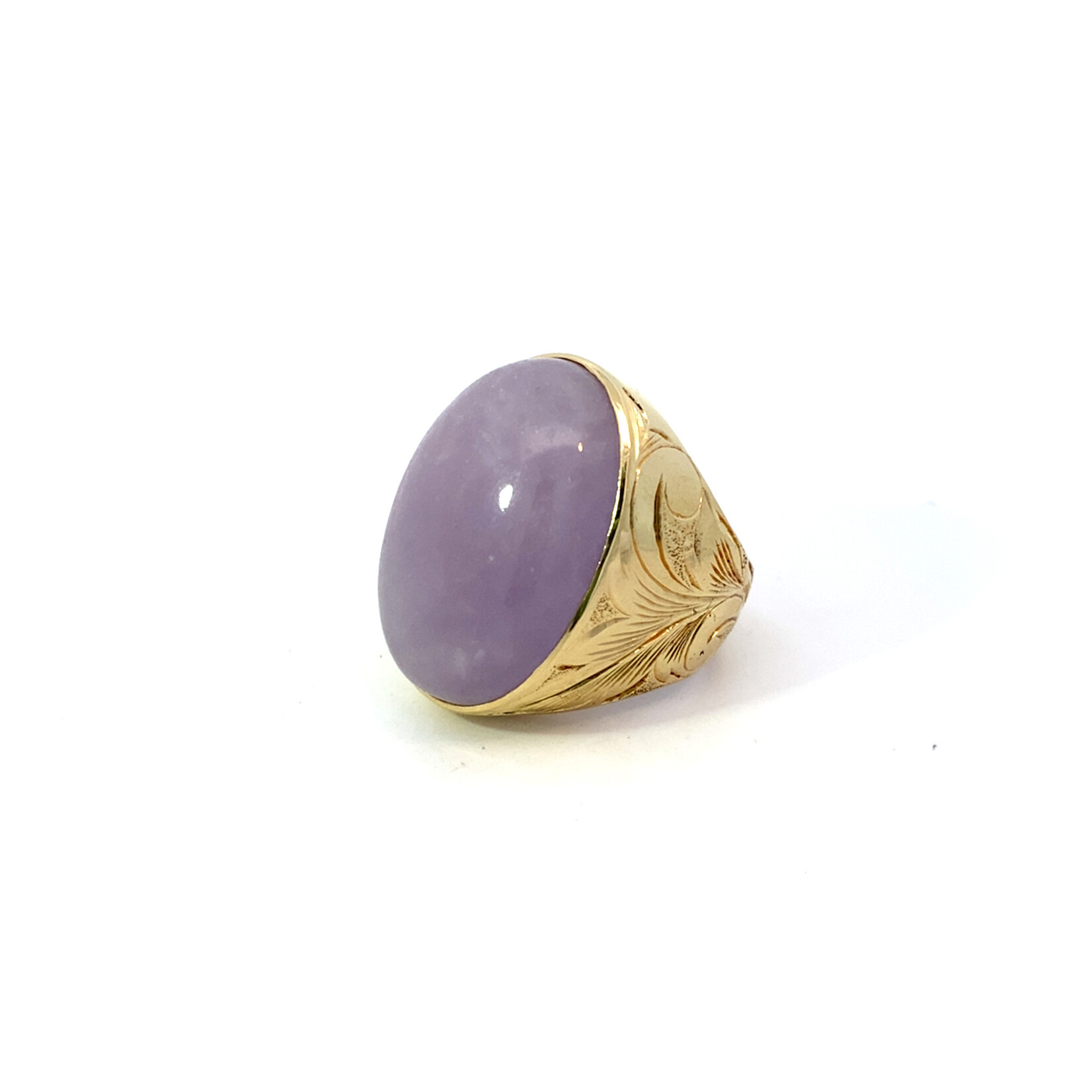 14K Yellow Gold 19x21mm Lavender Jade Ring sz9+