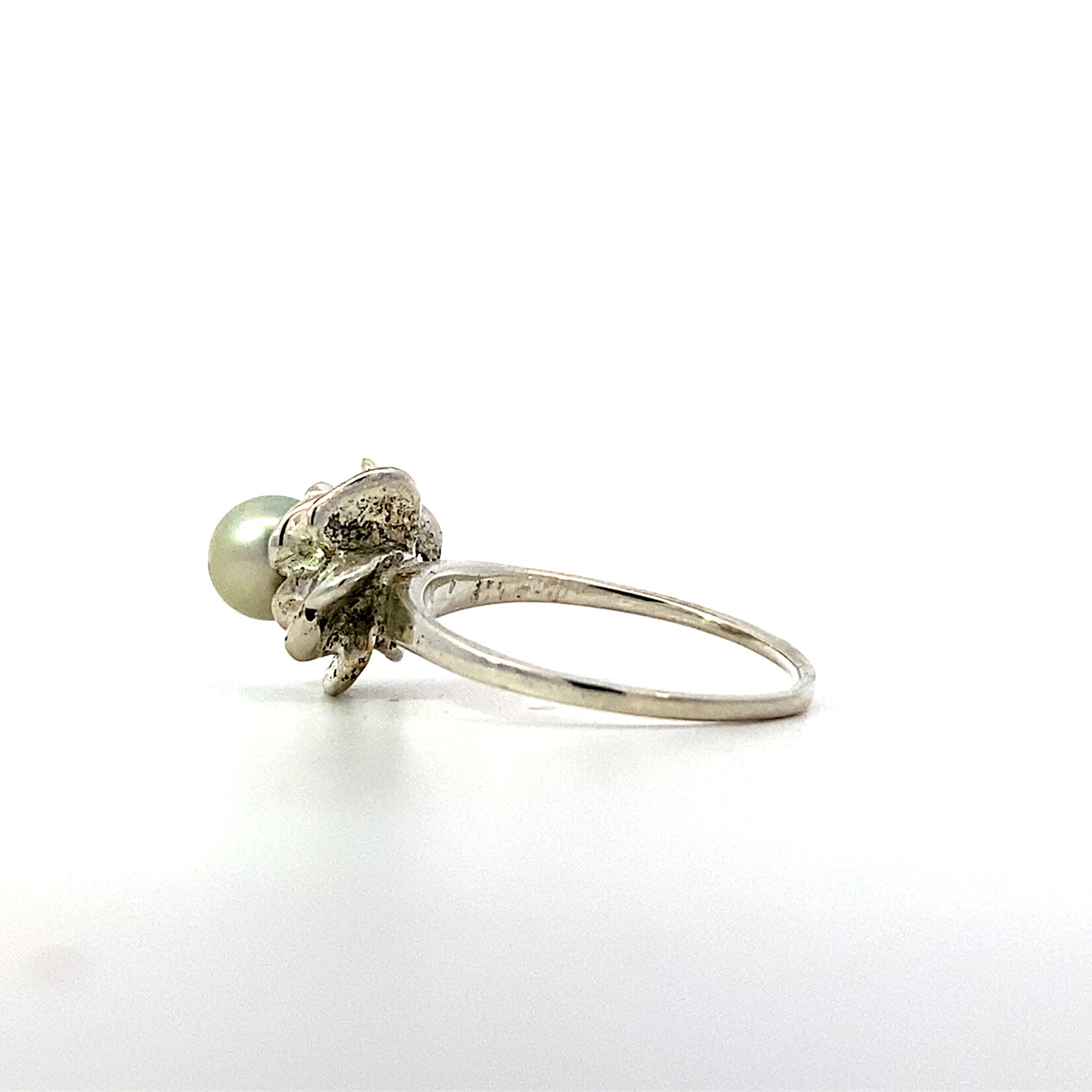 Sterling Silver Fresh Water Pearl Flower Ring sz7