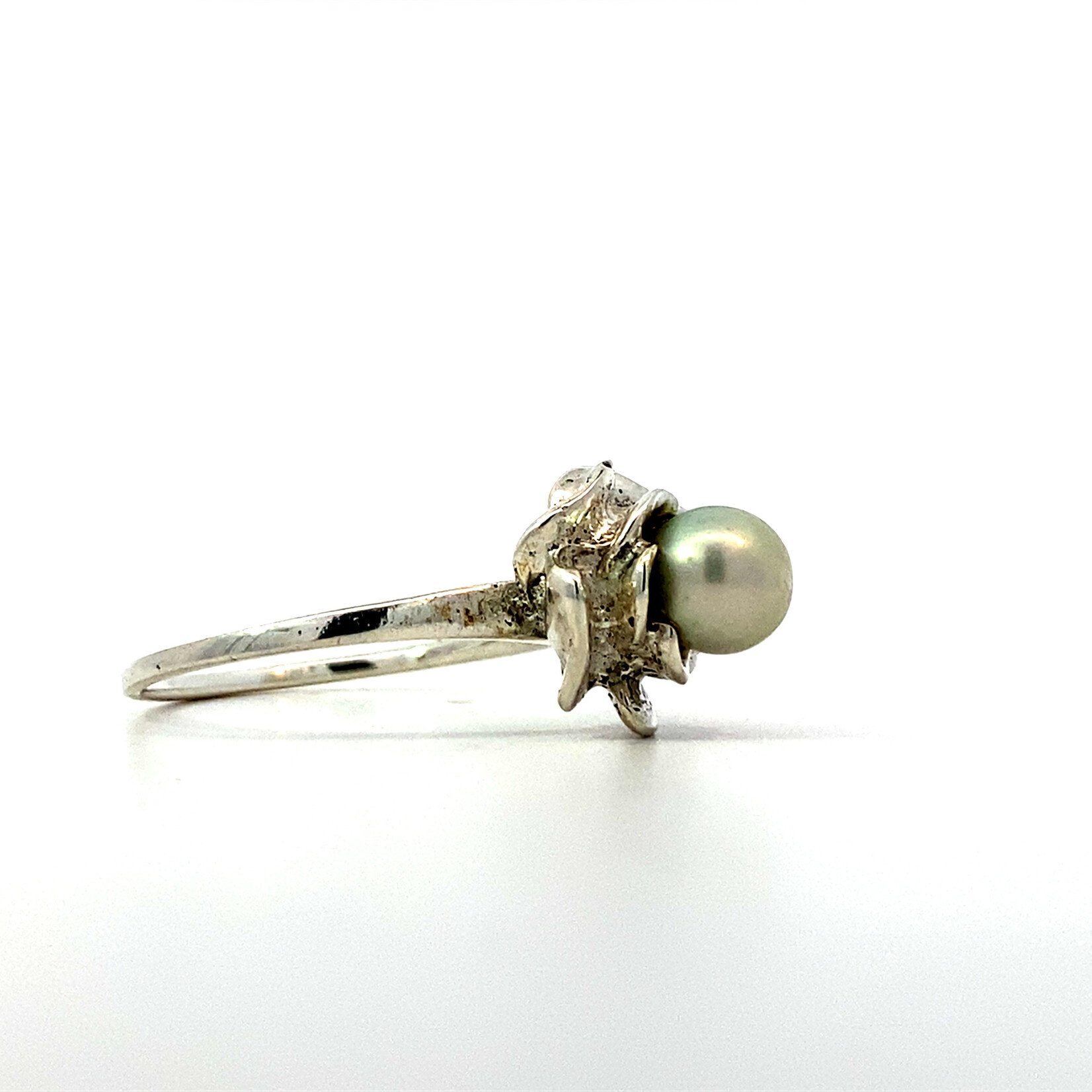 Sterling Silver Fresh Water Pearl Flower Ring sz7