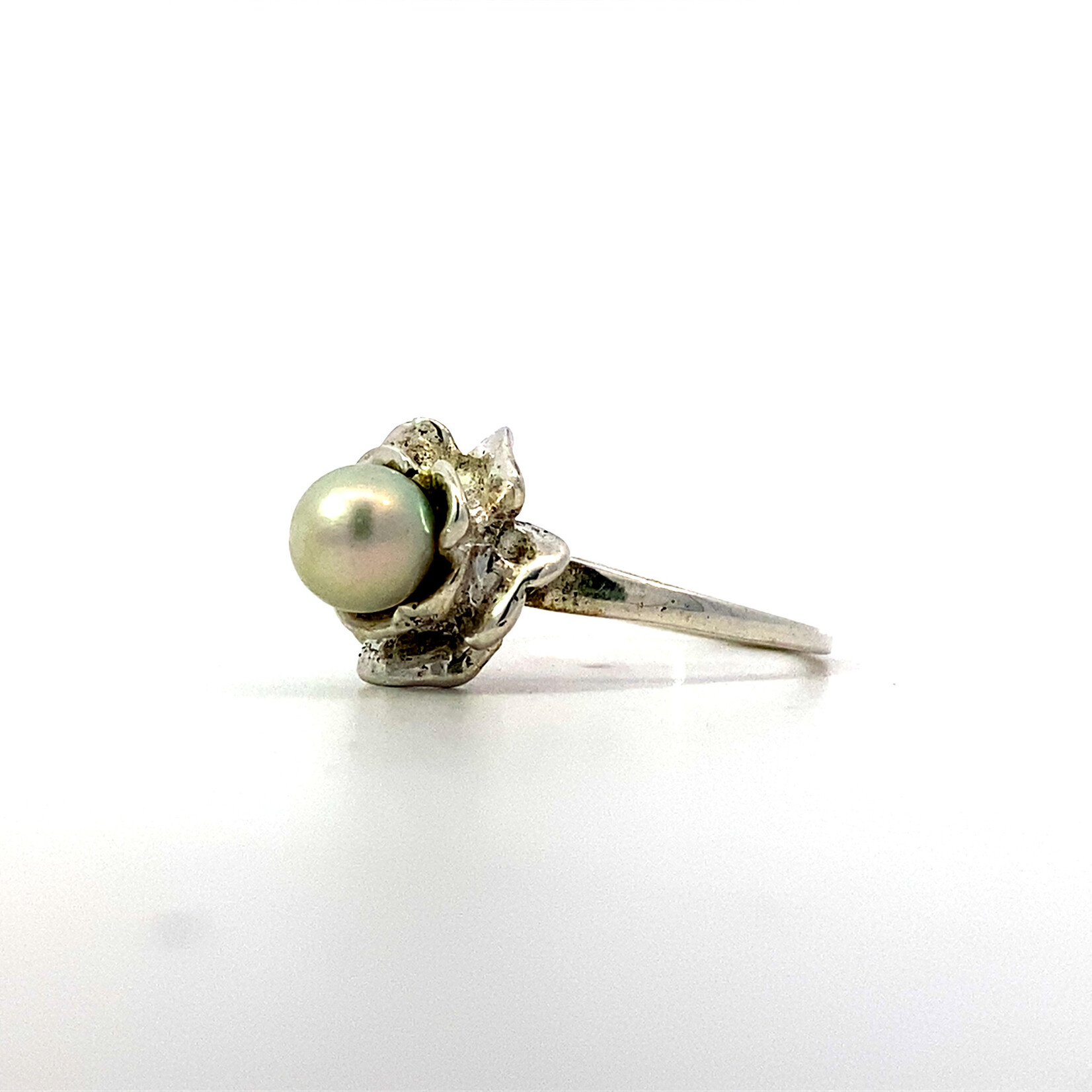 Sterling Silver Fresh Water Pearl Flower Ring sz7