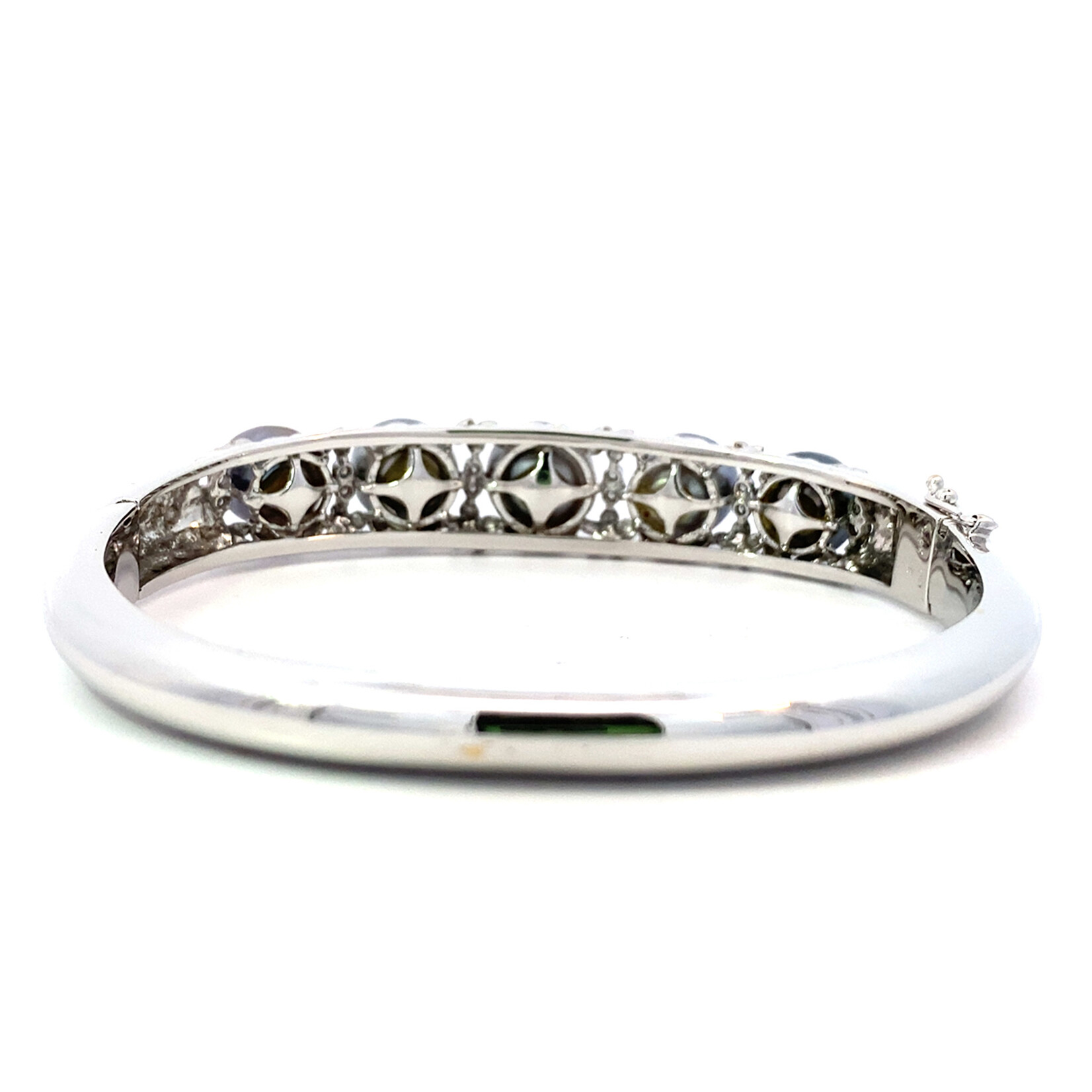 18K White Gold Multi Tahitian Plumeria Hinge Bracelet