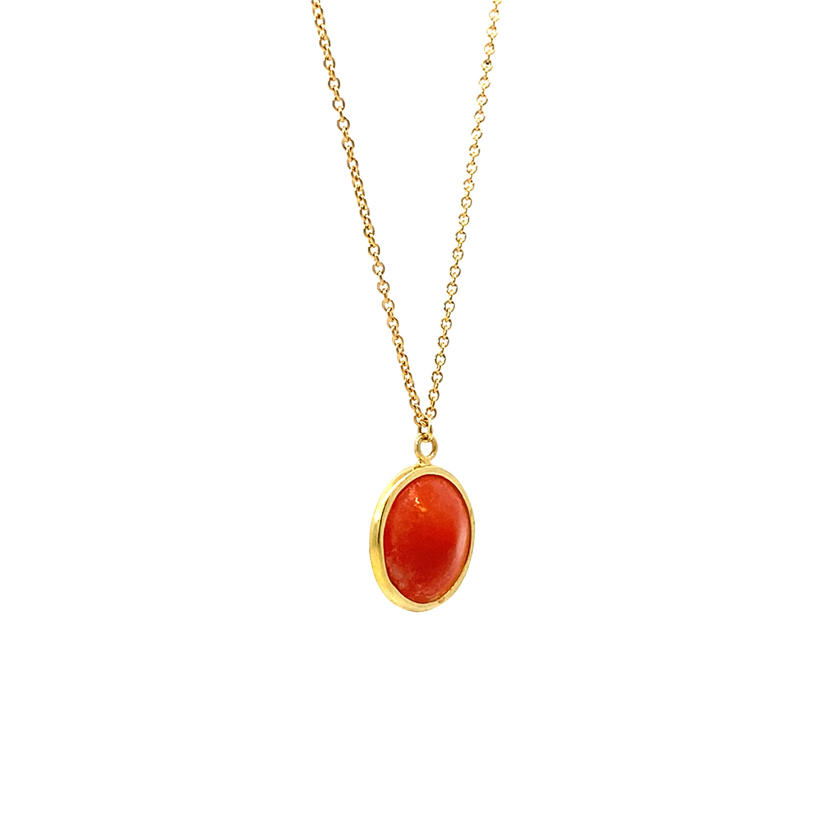 18K Yellow Gold Vintage T&Co Coral Studs with 14" Coral Necklace Set