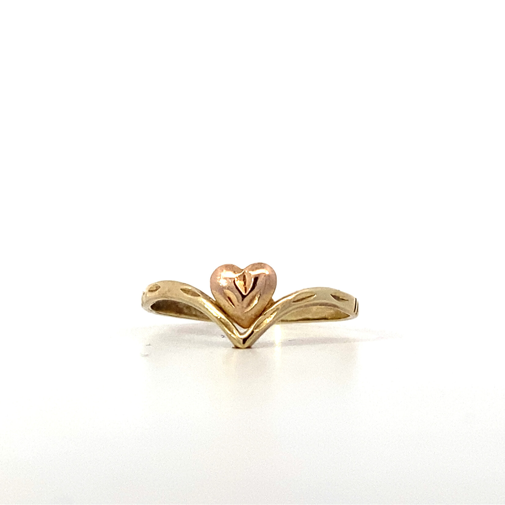 14K Rose Gold Heart V Ring sz6
