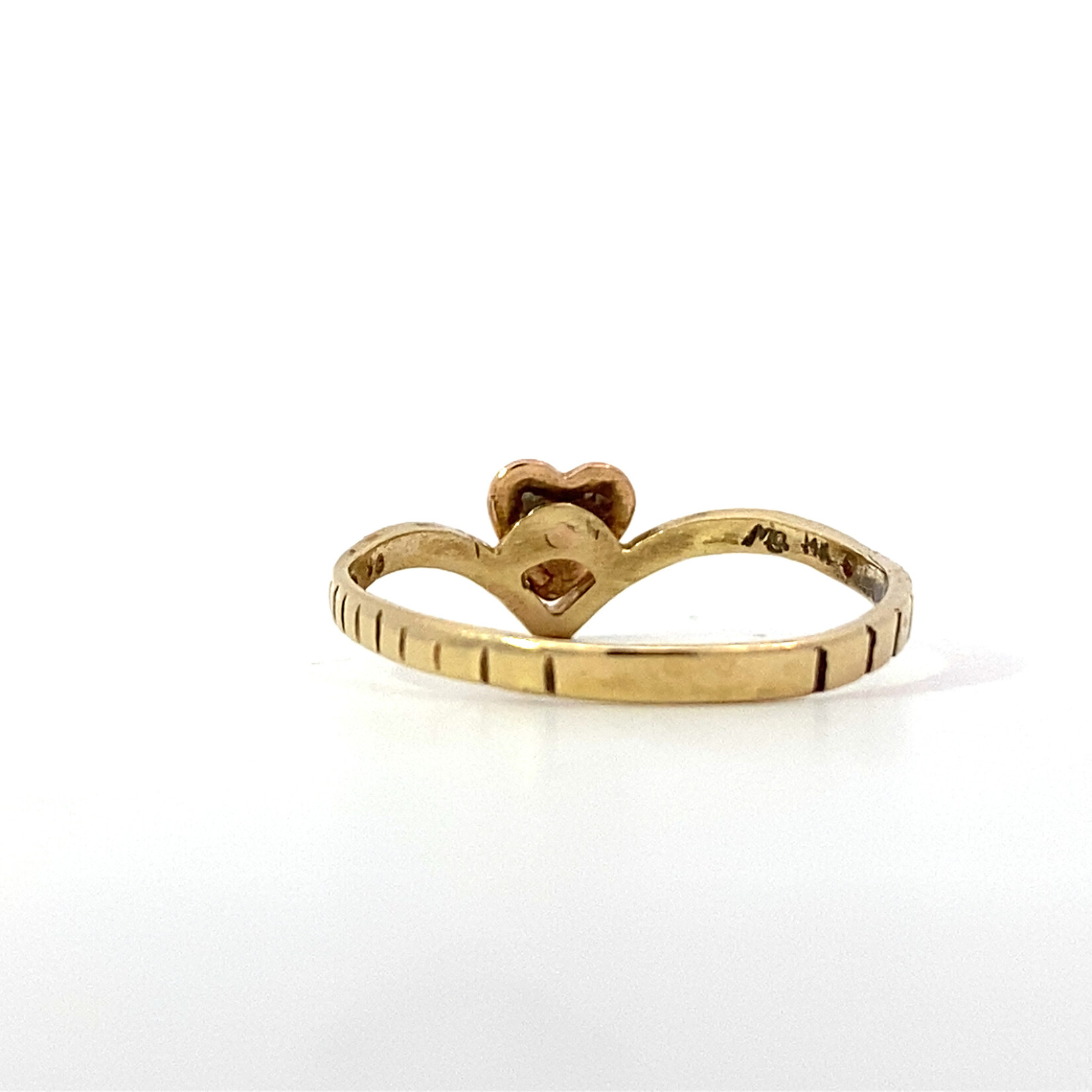 14K Rose Gold Heart V Ring sz6