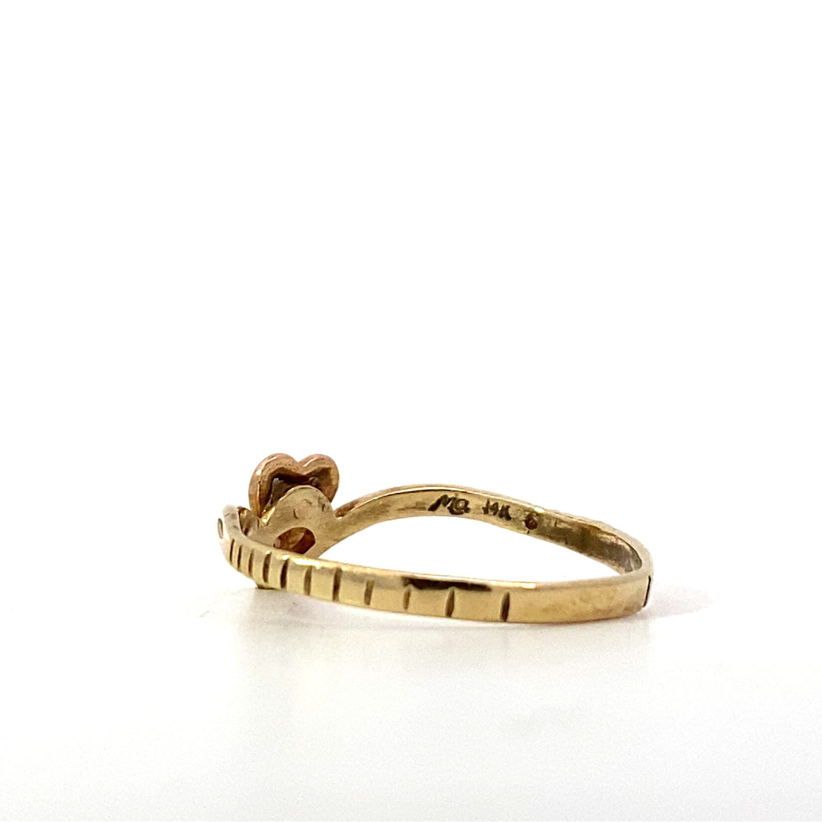 14K Rose Gold Heart V Ring sz6