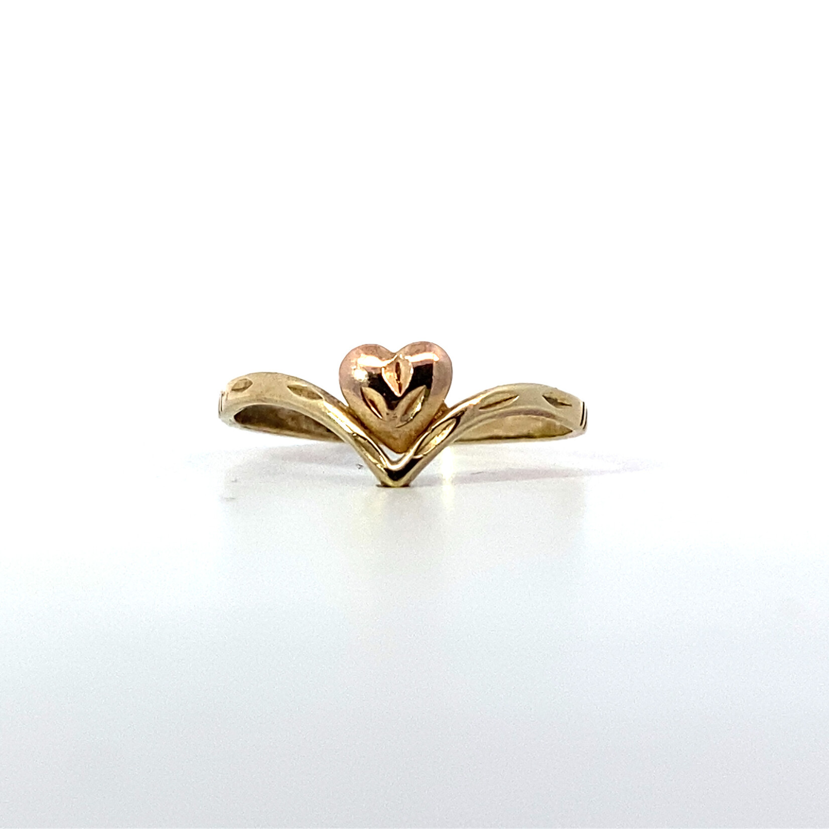 14K Rose Gold Heart V Ring sz6