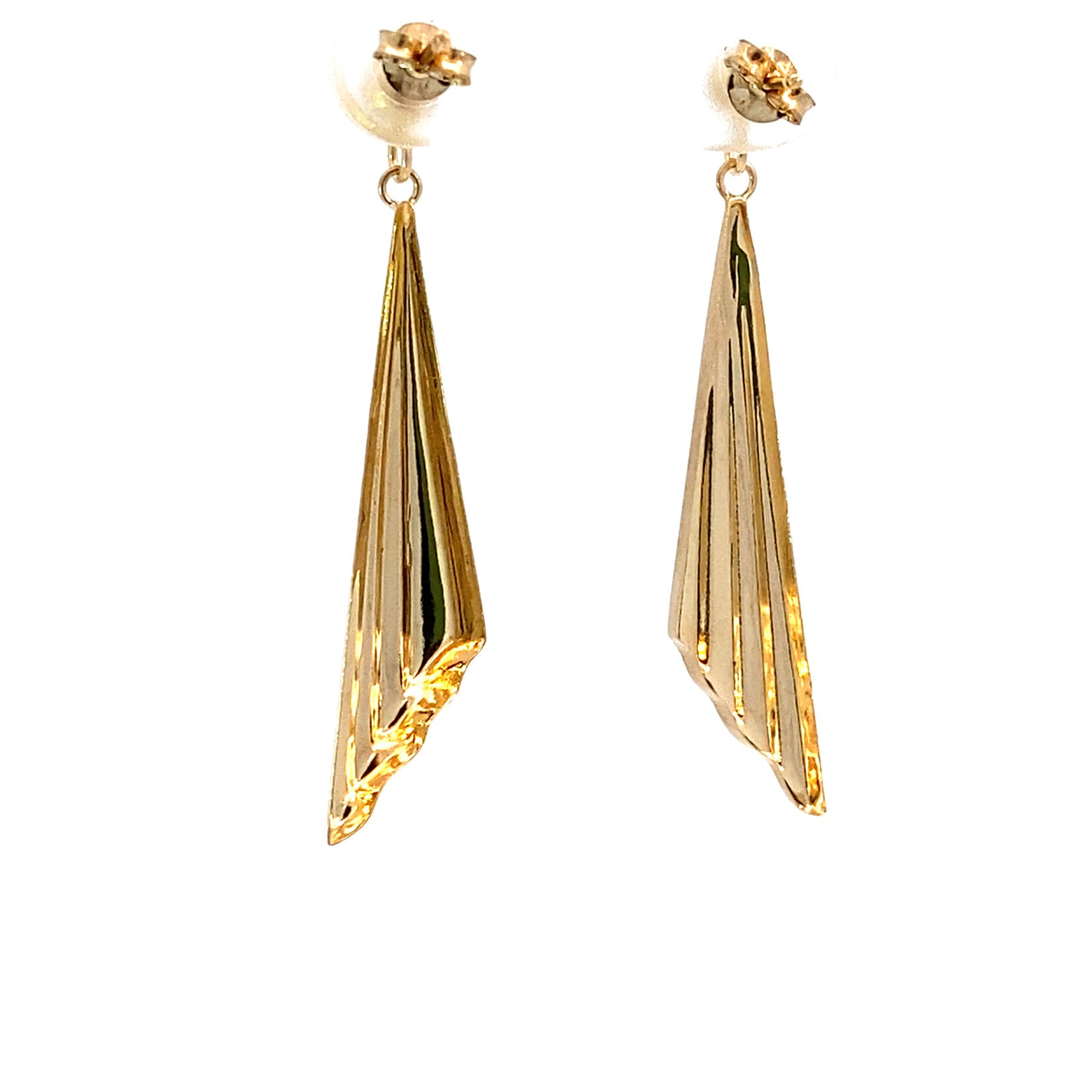10K Yellow Gold Shield Post Dangles