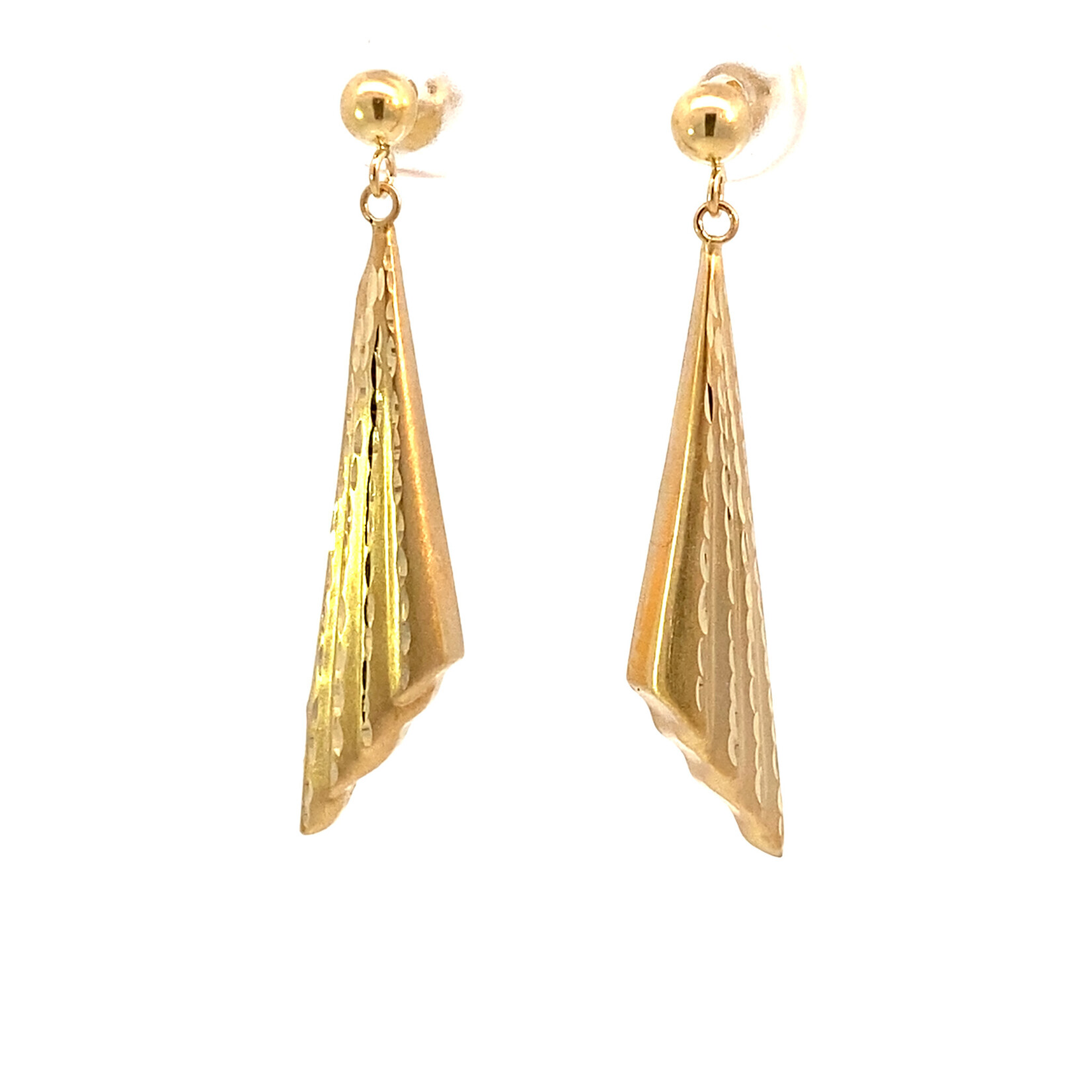 10K Yellow Gold Shield Post Dangles
