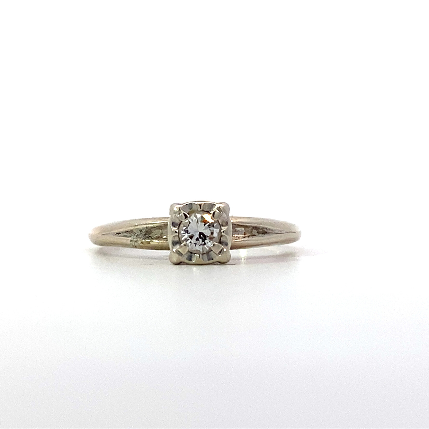 14K White Gold Diamond Ring sz5 D+/-.18ctw