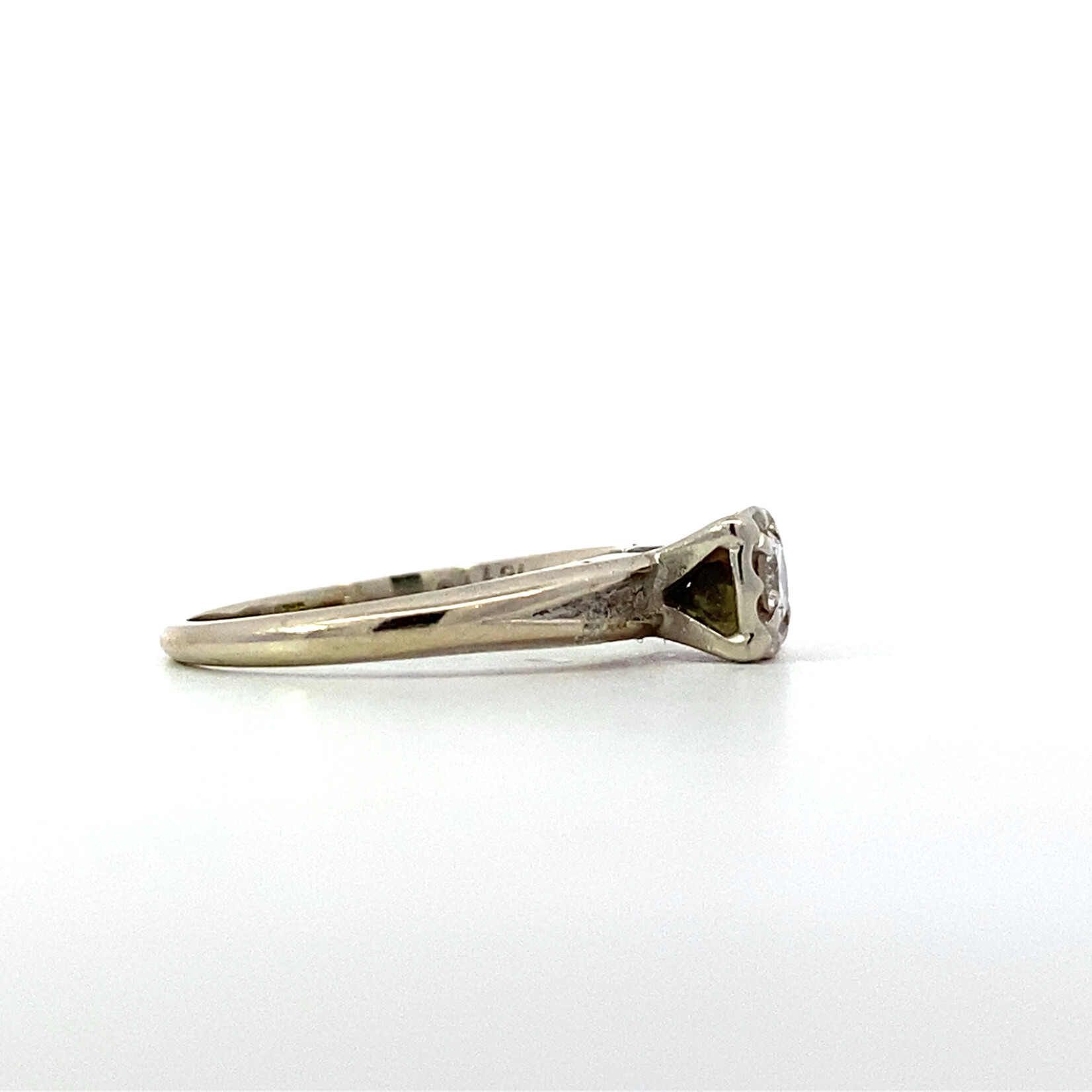 14K White Gold Diamond Ring sz5 D+/-.18ctw