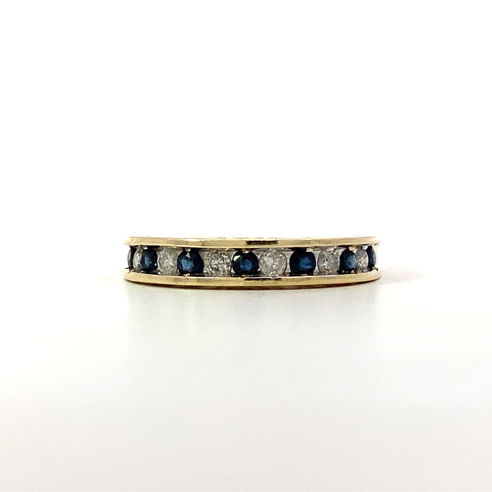 10K Yellow Gold Sapphire and Diamond Ring sz6.5