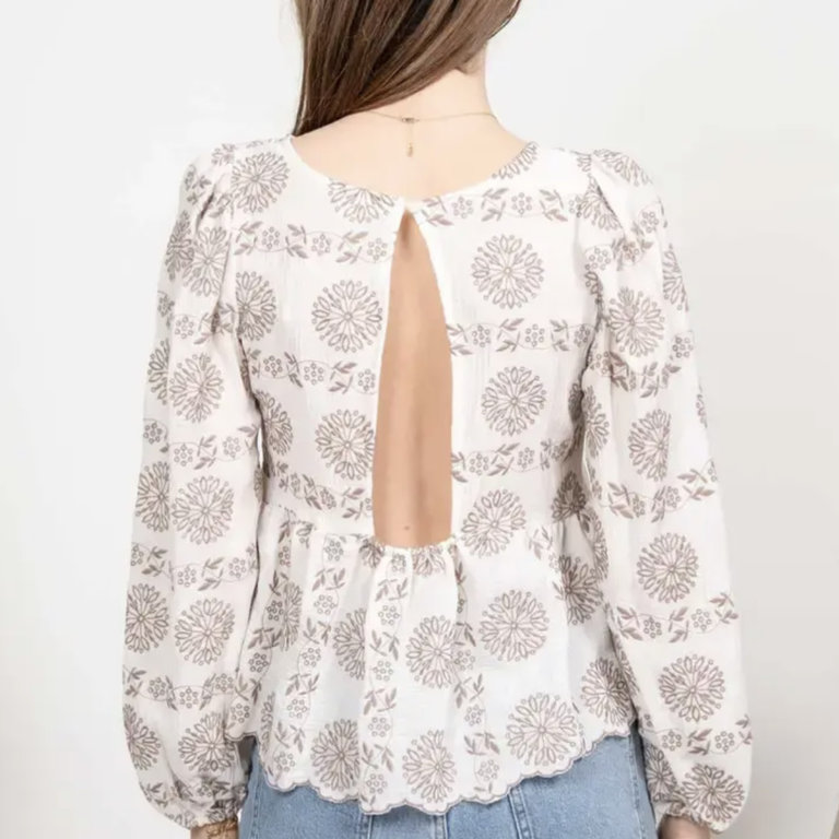 Blu Pepper Open back embroidered top