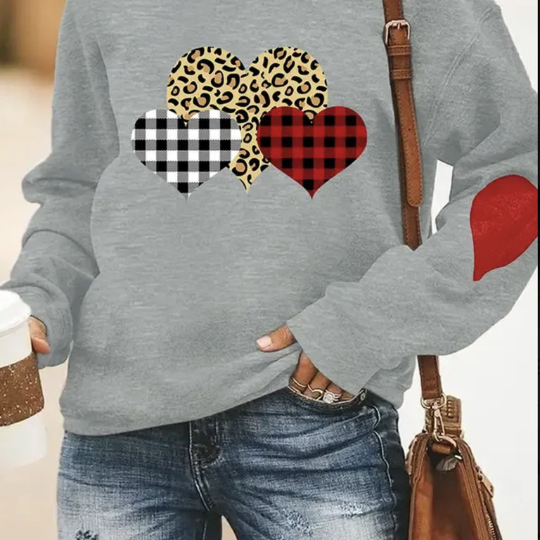Unishe Plaid leopard valentine's day sweatshirt