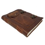 Soft Leather Journal with pocket 6 x 8" with two latch Closure