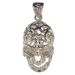 Skull Tumbled Stone Cage Pendant (Silver)