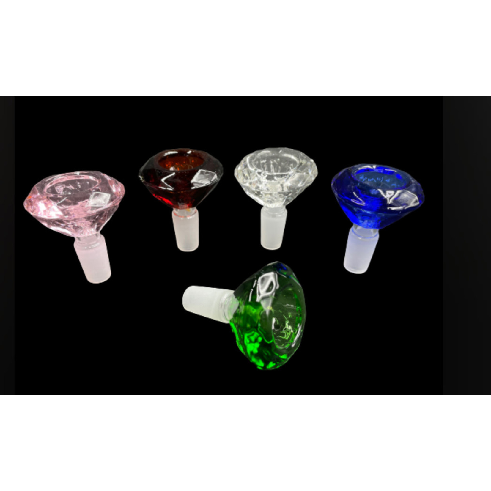 14mm Male Big Round Diamond Colored Glass Bowl- Assorted Colors