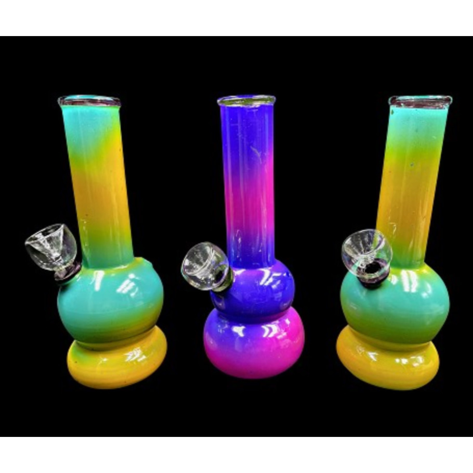 6” Circle Based TriColored Mini Glass Water Pipe