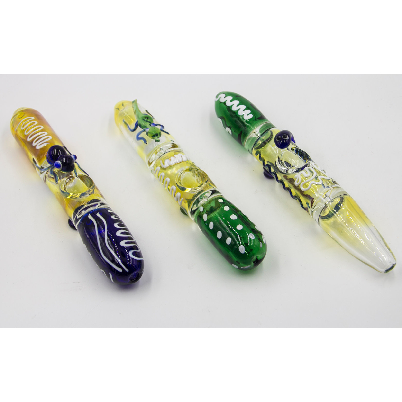 8” Designed Colored Head Frog Glass Steam Roller