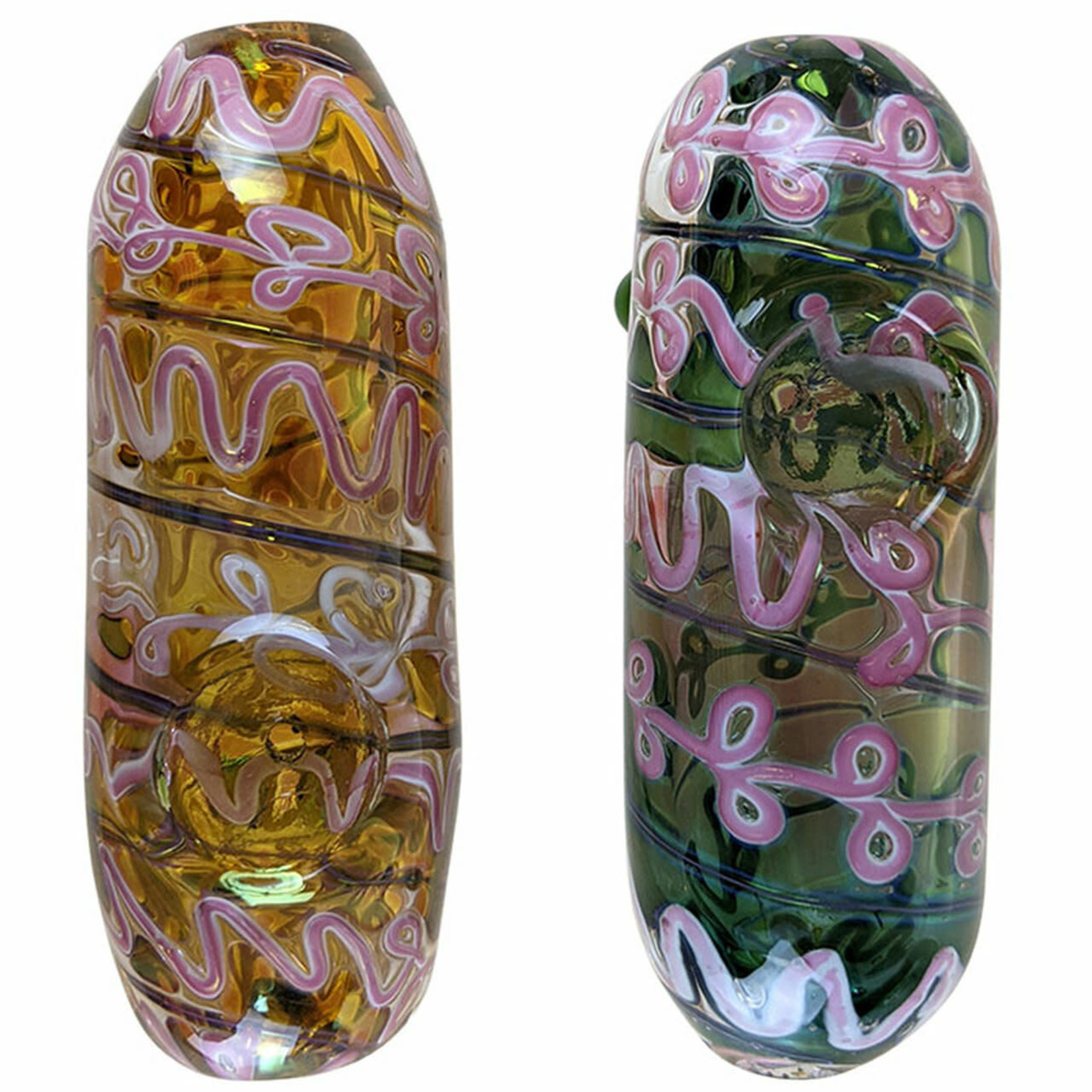 4” Assorted Fumed, Pink Rod - Steamroller - Hand Pipe