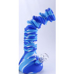 10.24” Foldable Silicone Water Pipe Blue and White