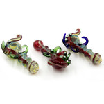 6” 142Gr.  Tube Curved Horns Colored Glass Pipe