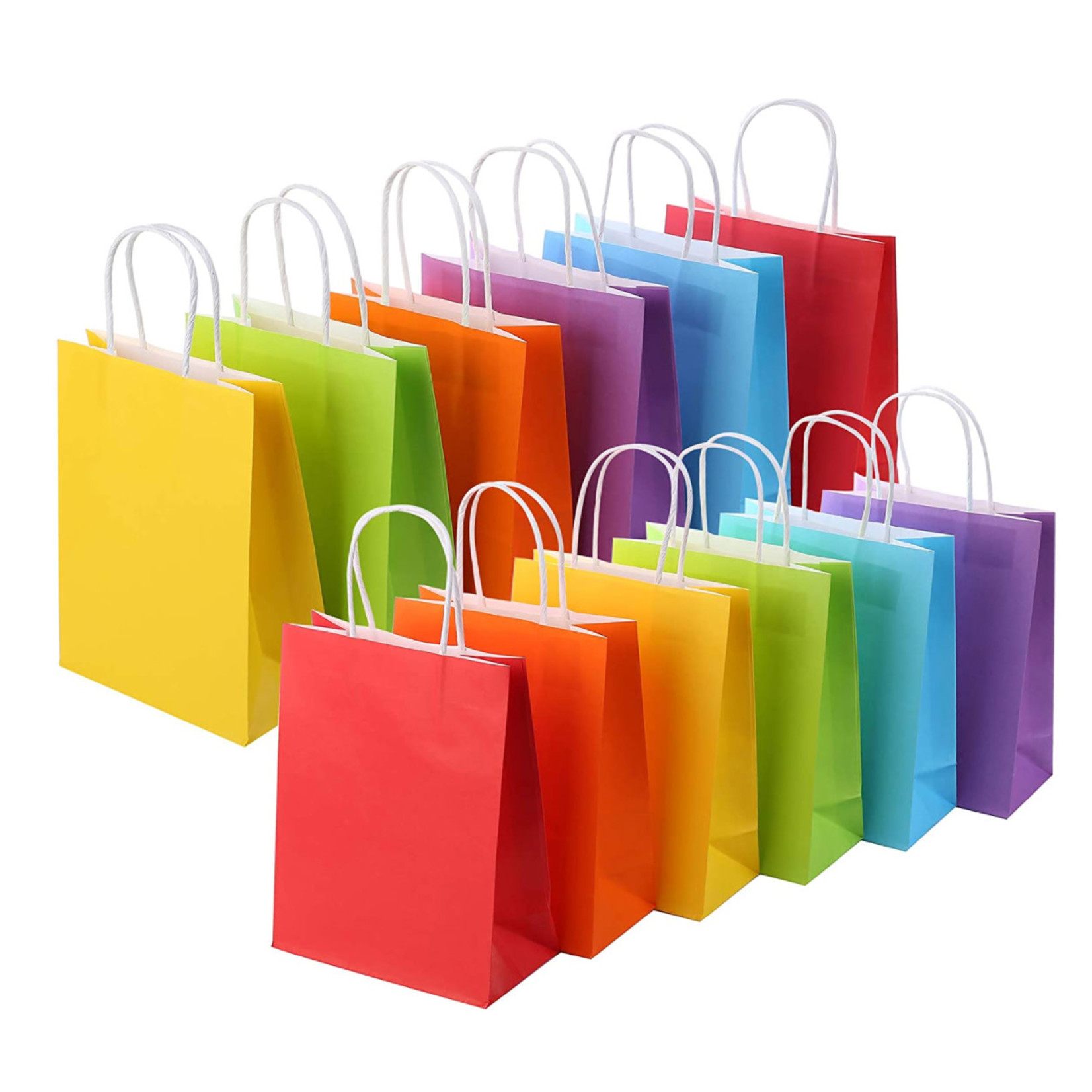 My Party Time Large Paper Party Favor Gift Bags Assorted Colors (Rainbow)