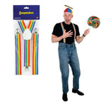 Pride not Prejudice Suspenders 1 1/4” White & Rainbow Pride