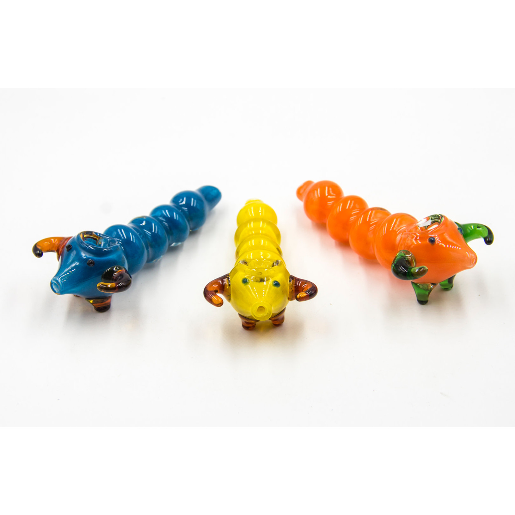 5" Colored Worm Animal Glass
