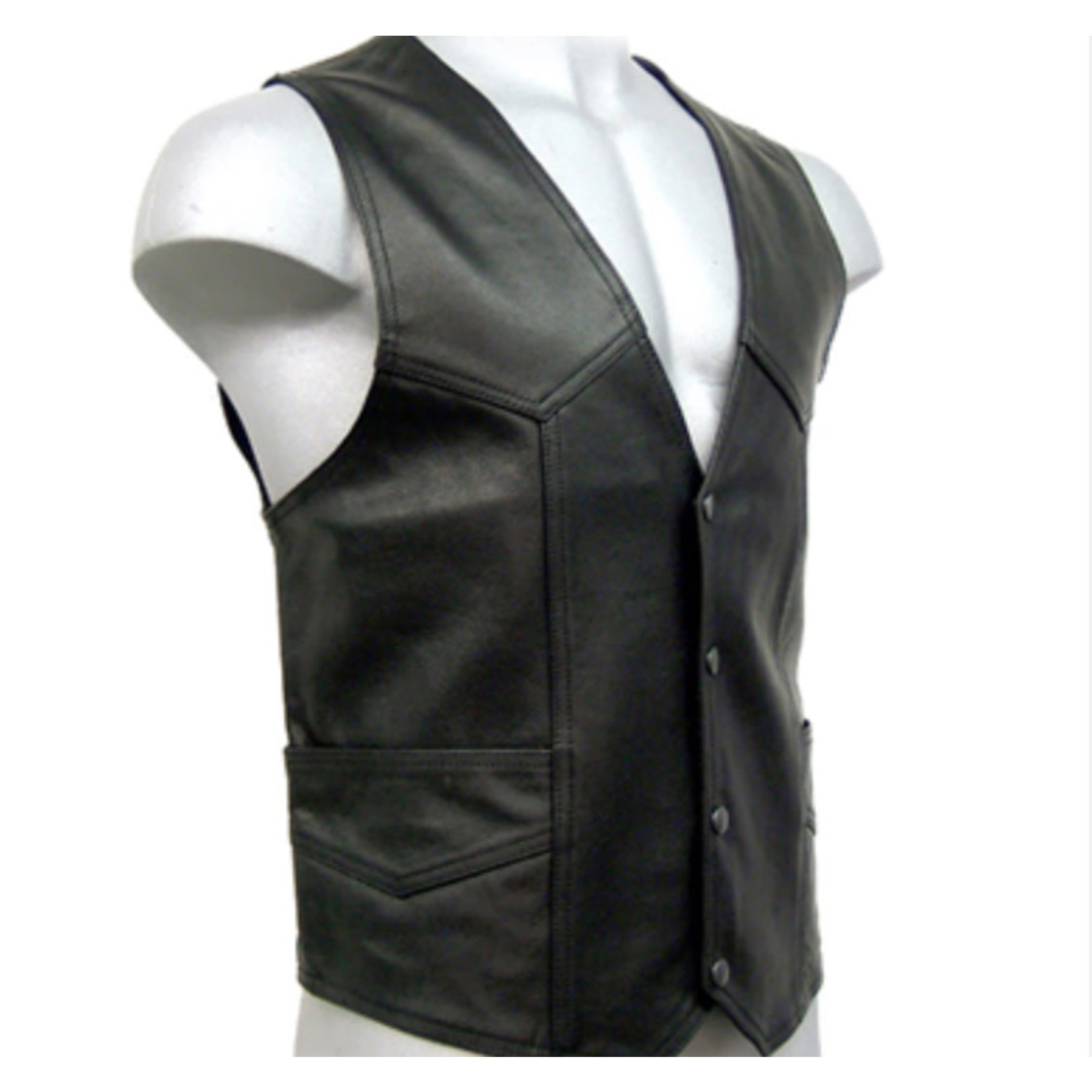 Kookie Kookie Black Leather Snap Front Vest