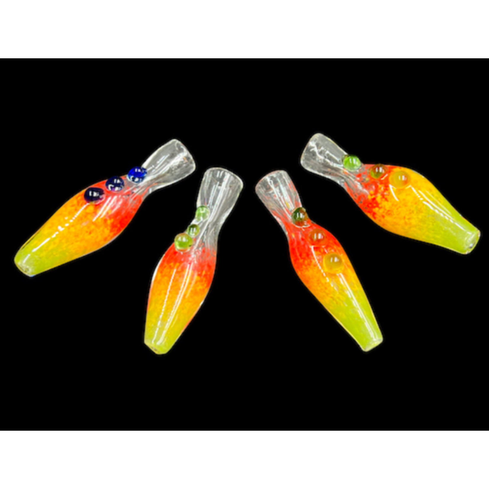 3” Rasta Colored Beads Cone Design Glass Chillums