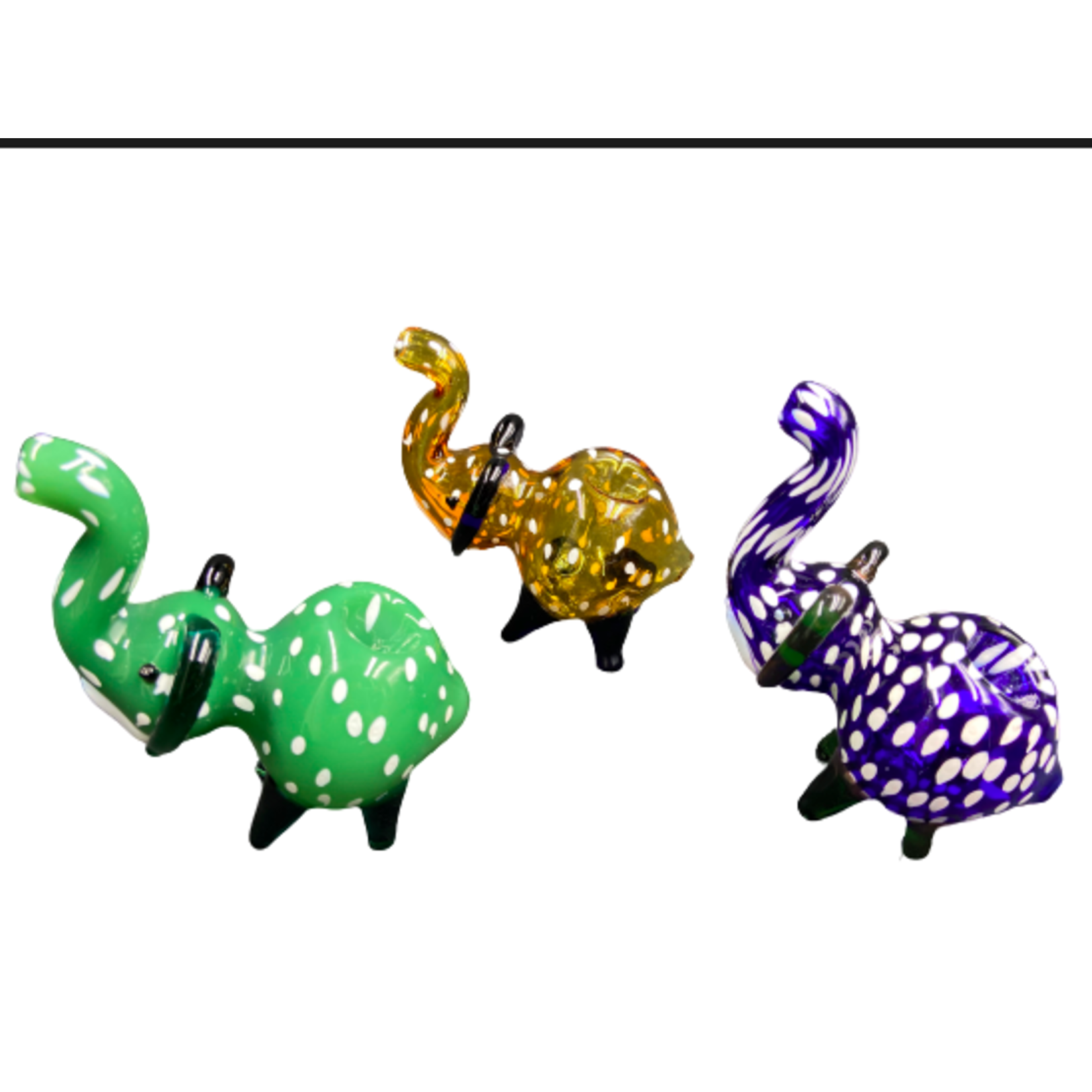 4.5” 110Gr. All Tube Dotted Colored Elephant Animal Glass Pipe