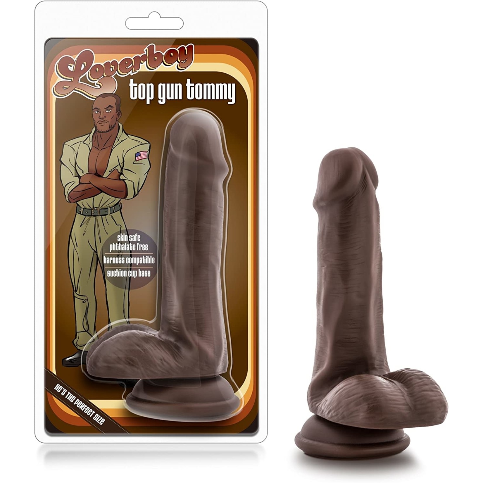Loverboy Loverboy - "Top Gun Tommy" Dildo with Balls - 8.5" Chocolate