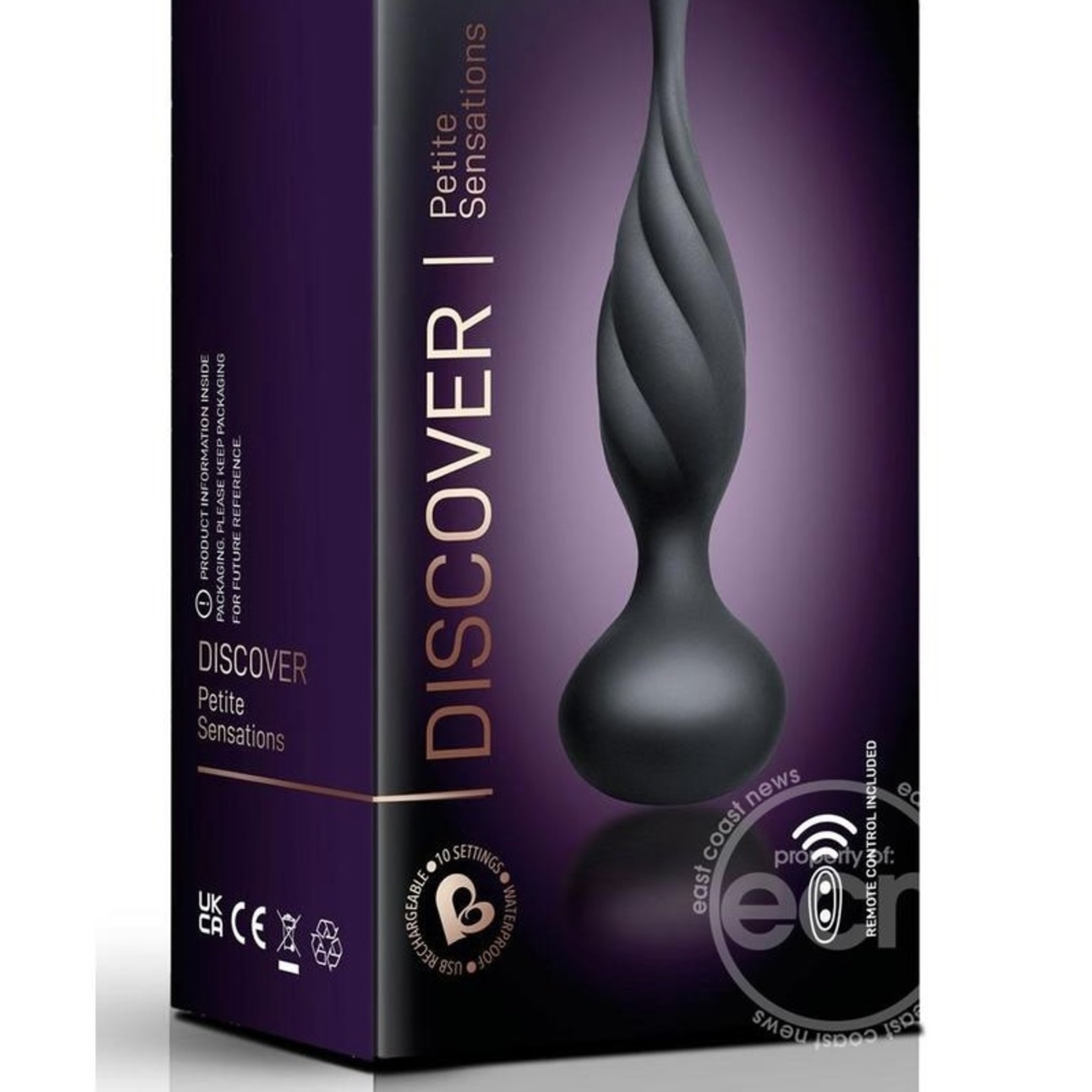 Petite Sensations Range Discover Rechargeable Silicone Anal Vibrator with Remote Control - Black/Rose Gold