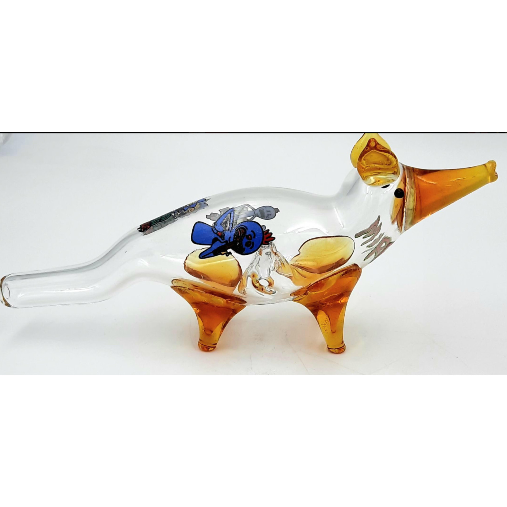 6.5” 100Gr. Rick & Morty Design Fox Animal Glass Pipe