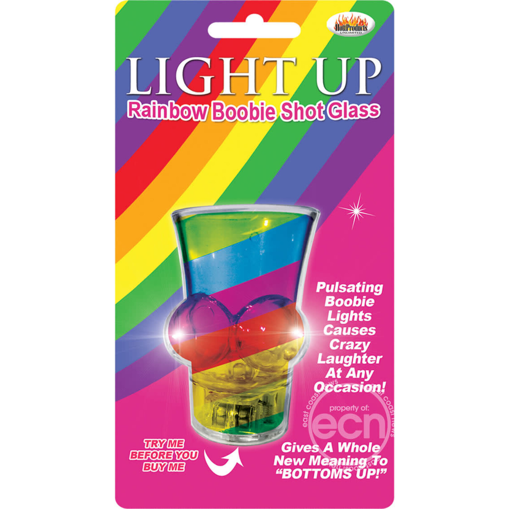 Hott Products Light Up Rainbow Boobie Shot Glass Multi-Color